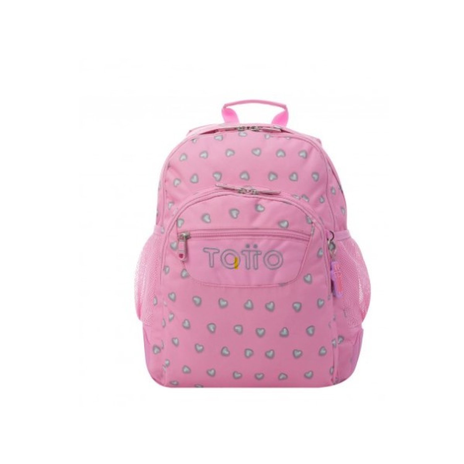 Totto · Mochila Infantil · Rosa Corazones · Bolsillos Múltiples