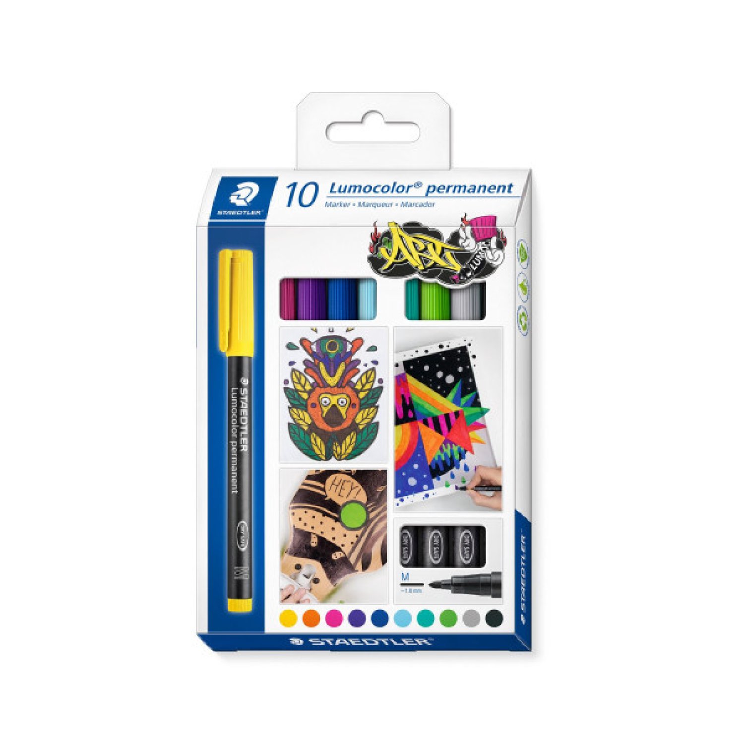 Staedtler Lumocolor 317 · Marcador Permanente · 10 Colores Surtidos