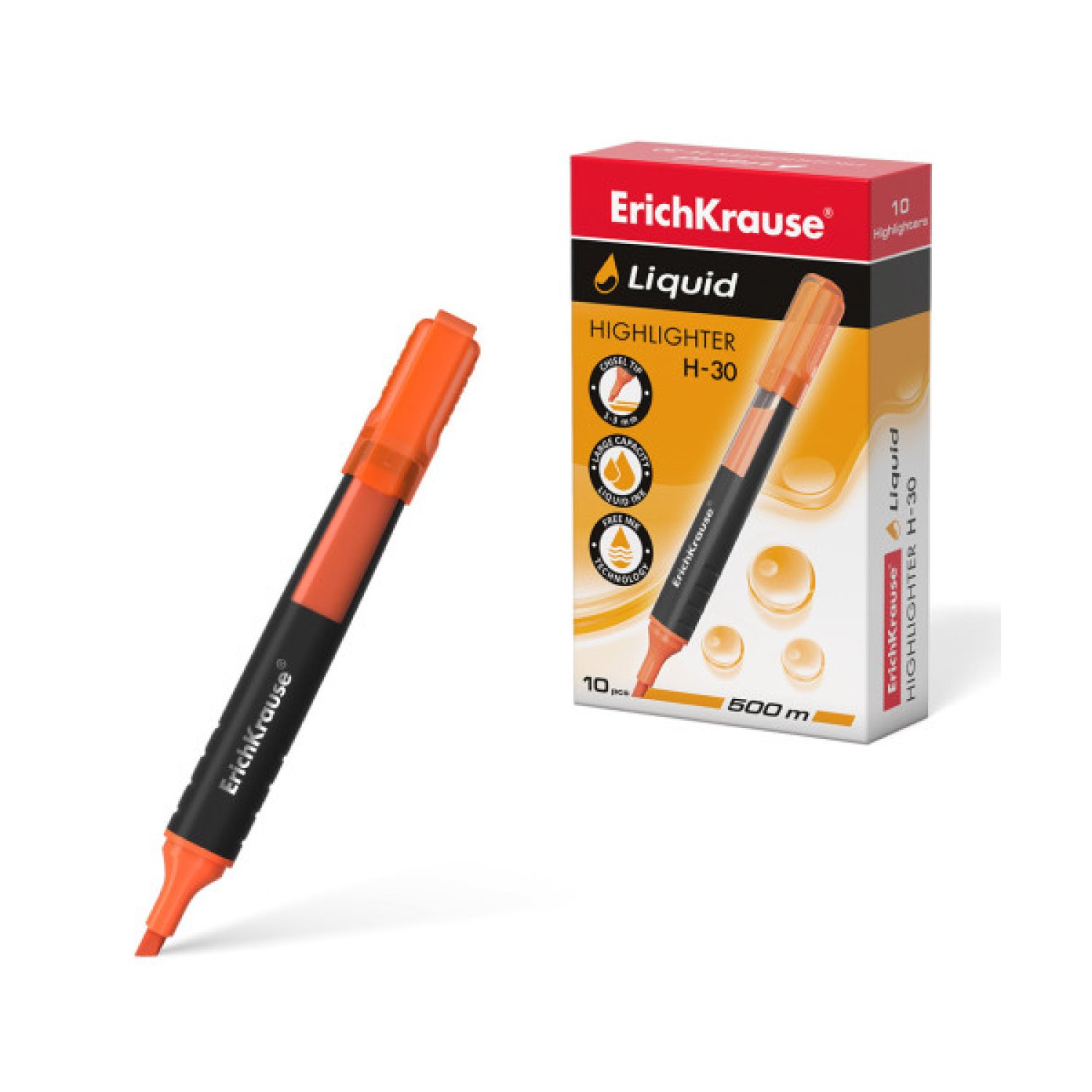 Erich Krause · Marcador Fluorescente Liquid H-30 · Naranja · Punta Líquida