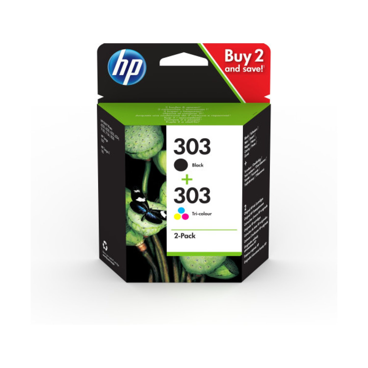 HP Cartuchos de Tinta 303 · Pack 2 unidades · Negro + Tricolor · Original