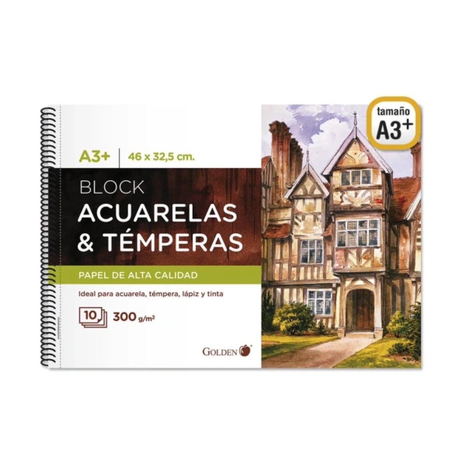 Bismark Cuaderno de Dibujo A3+ · 10 Hojas · 300g/m² · Golden