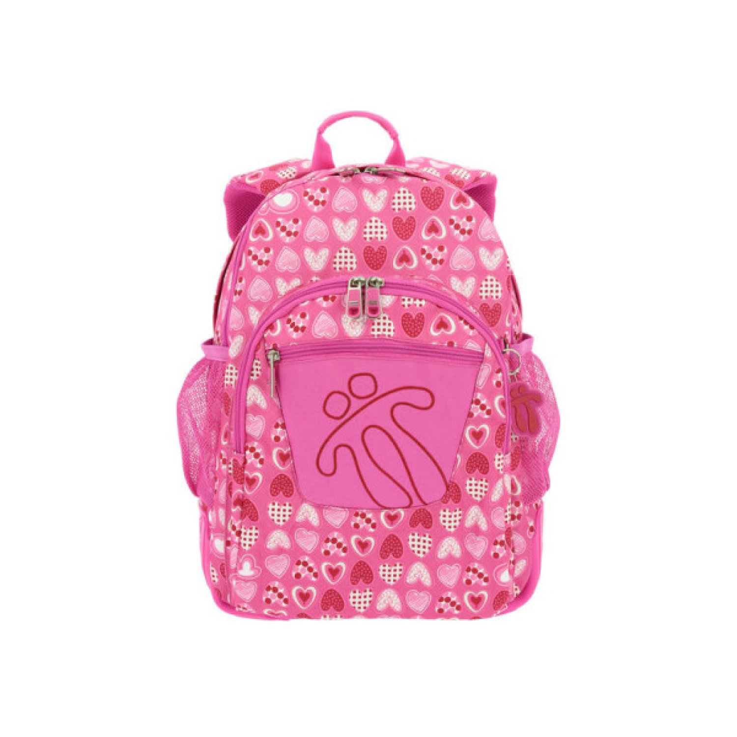 Totto Mochila Reforzada · Rosa con Corazones · Bolsillos Laterales · Caucho