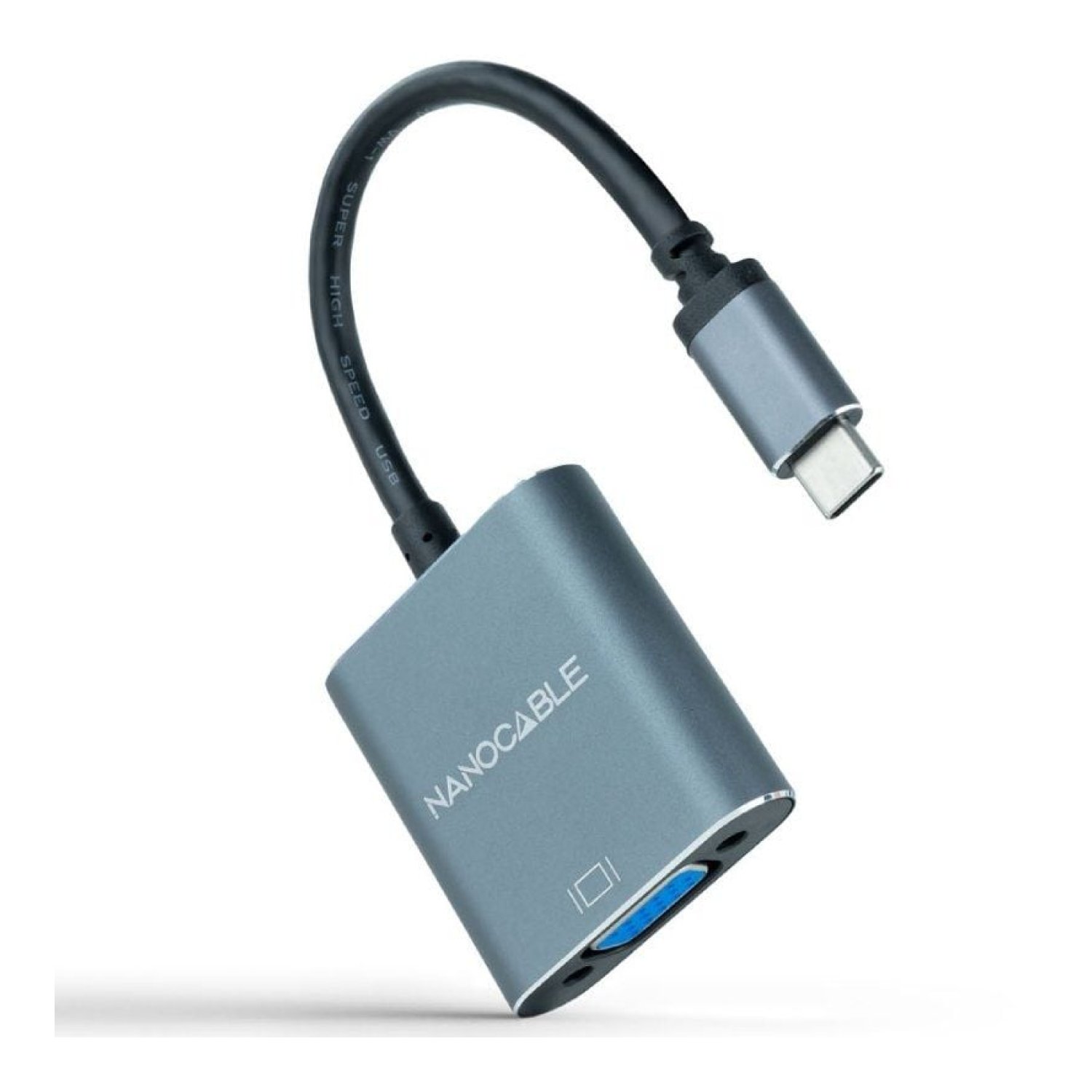 Nanocable · Conversor USB-C a VGA · 10 cm · Aluminio · Gris