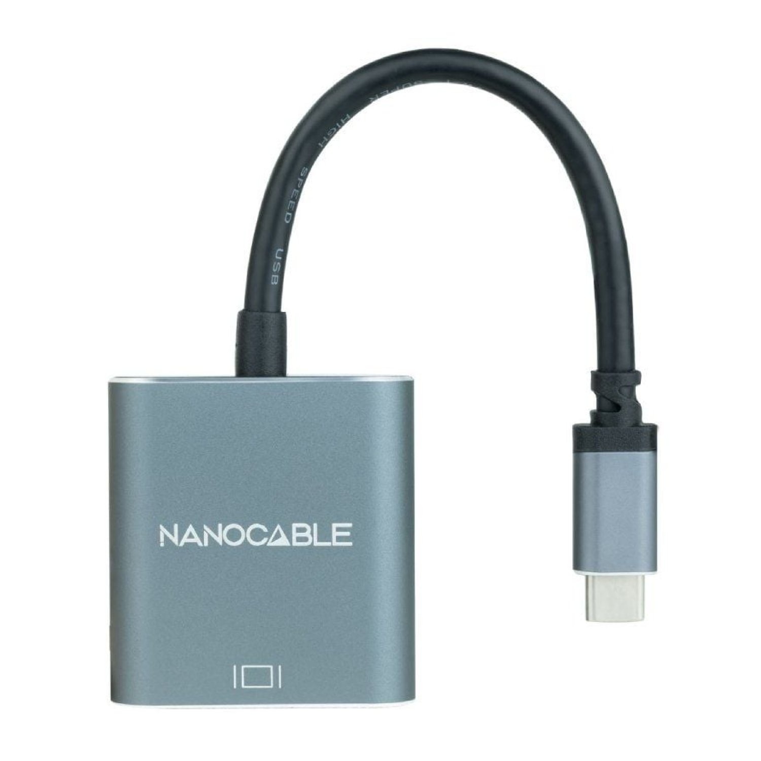 Nanocable · Conversor USB-C a VGA · 10 cm · Aluminio · Gris