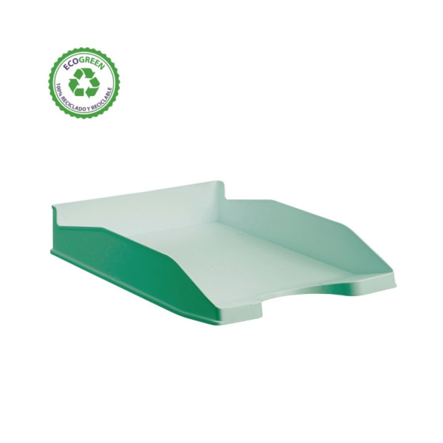 Archivo 2000 · Bandeja Apilable Ecogreen · 100% Reciclado · 34,5x25,5x6 cm · Verde Pastel