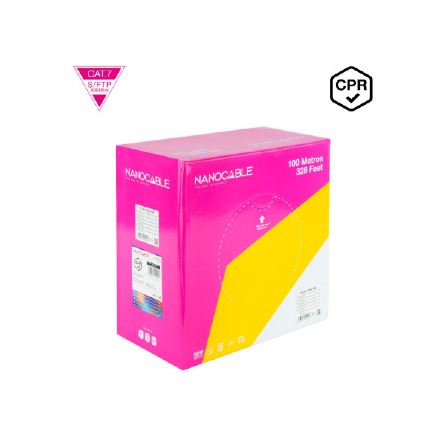 Nanocable Cable Red CAT.7 SFTP · 100m · AWG23 · LSZH · Naranja
