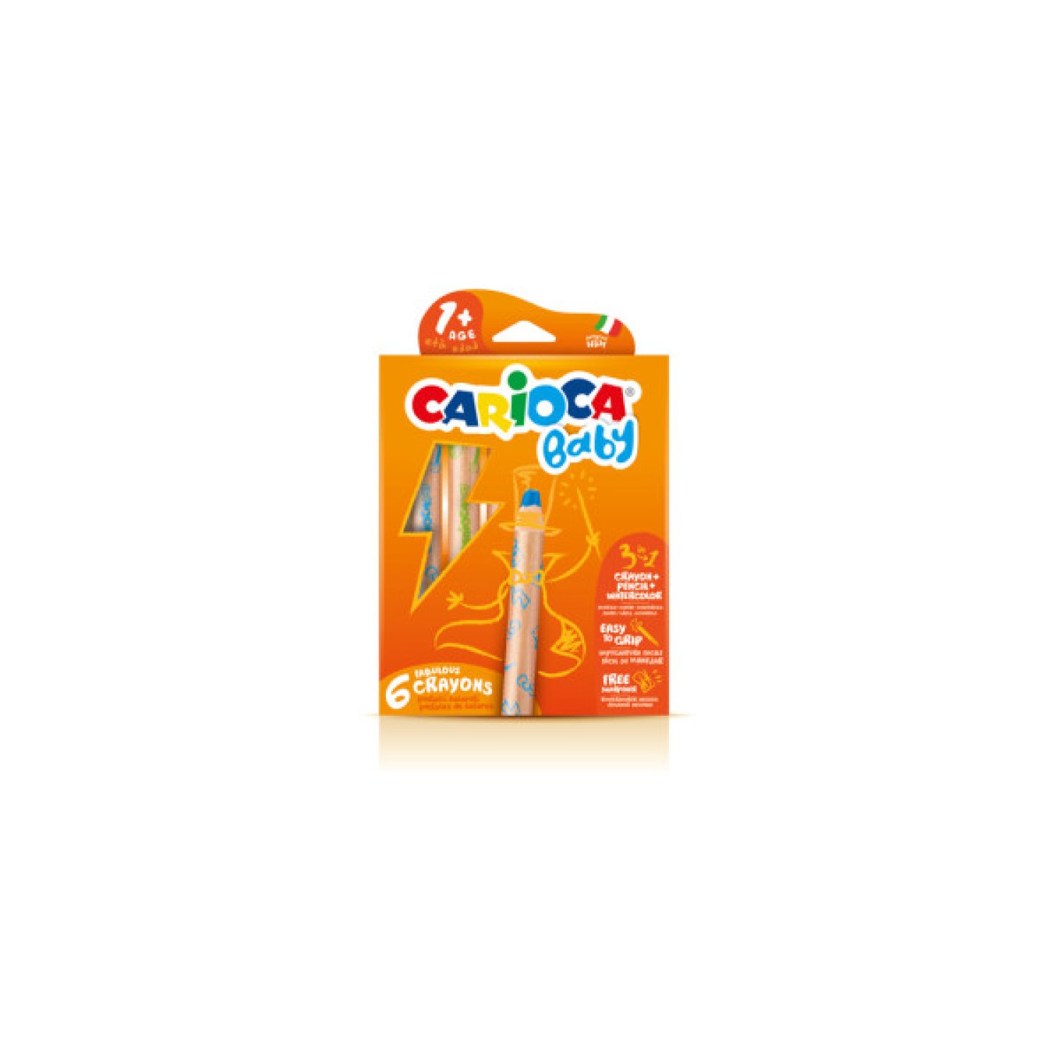 Carioca Baby · Lápices 3 en 1 · Caja 6 unidades + Sacapuntas
