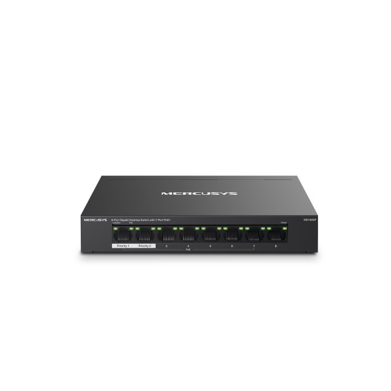 Mercusys MS108GP · Switch Gigabit · 8 Puertos · PoE · Gestionado · Negro