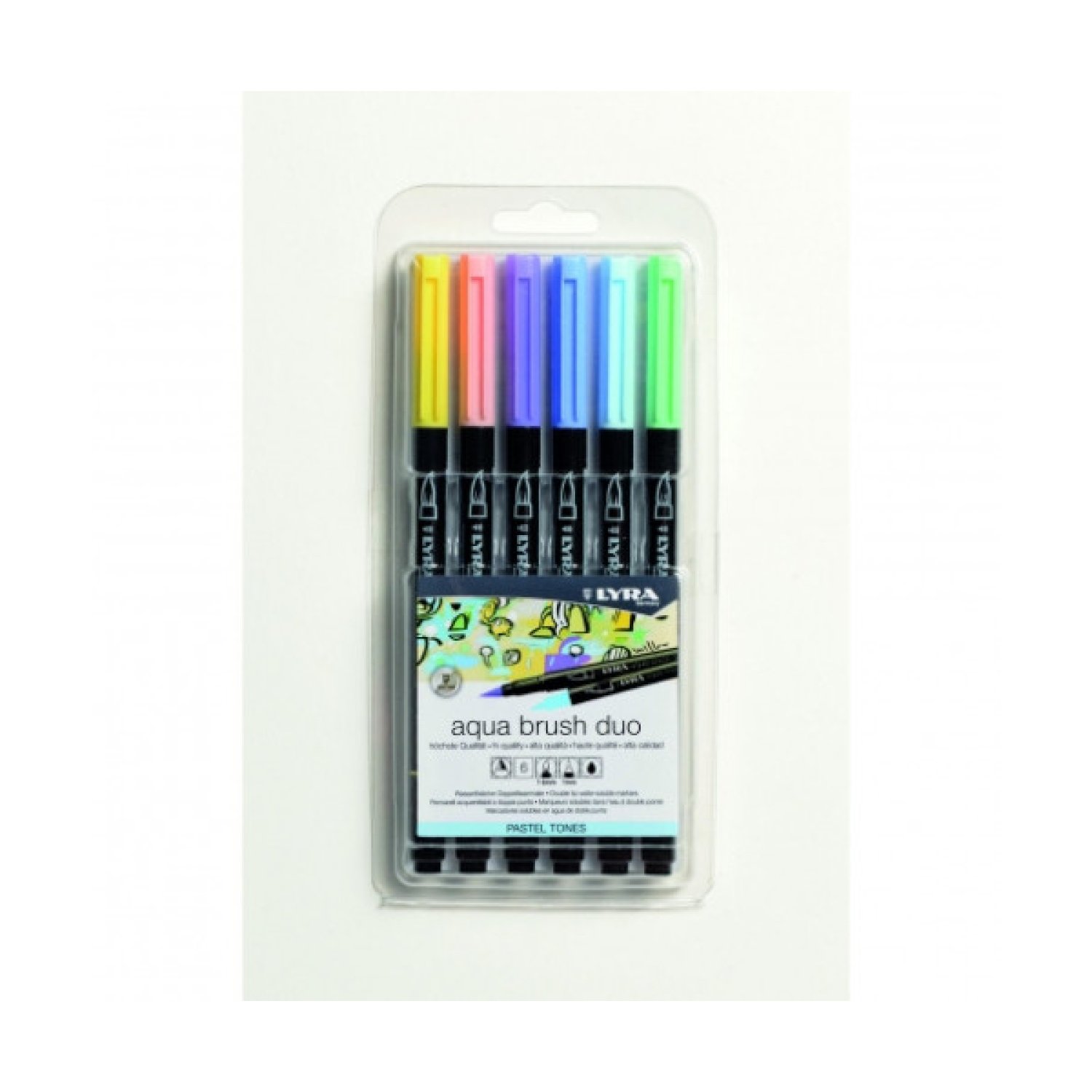 Lyra Aqua Brush Duo · Estuche 6 Rotuladores · Tonos Pastel