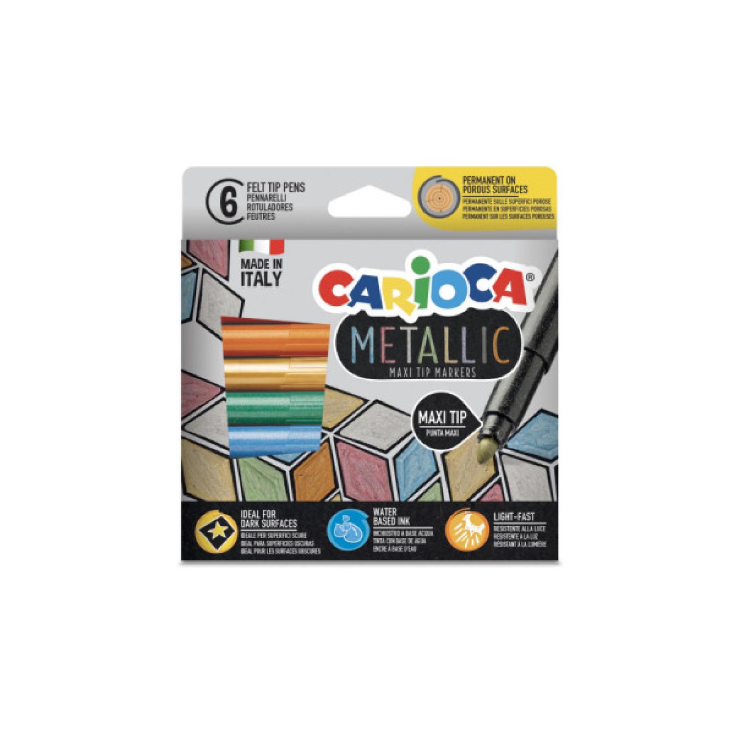 Carioca · Rotuladores Metallic · Caja 6 Unidades · Punta Maxi