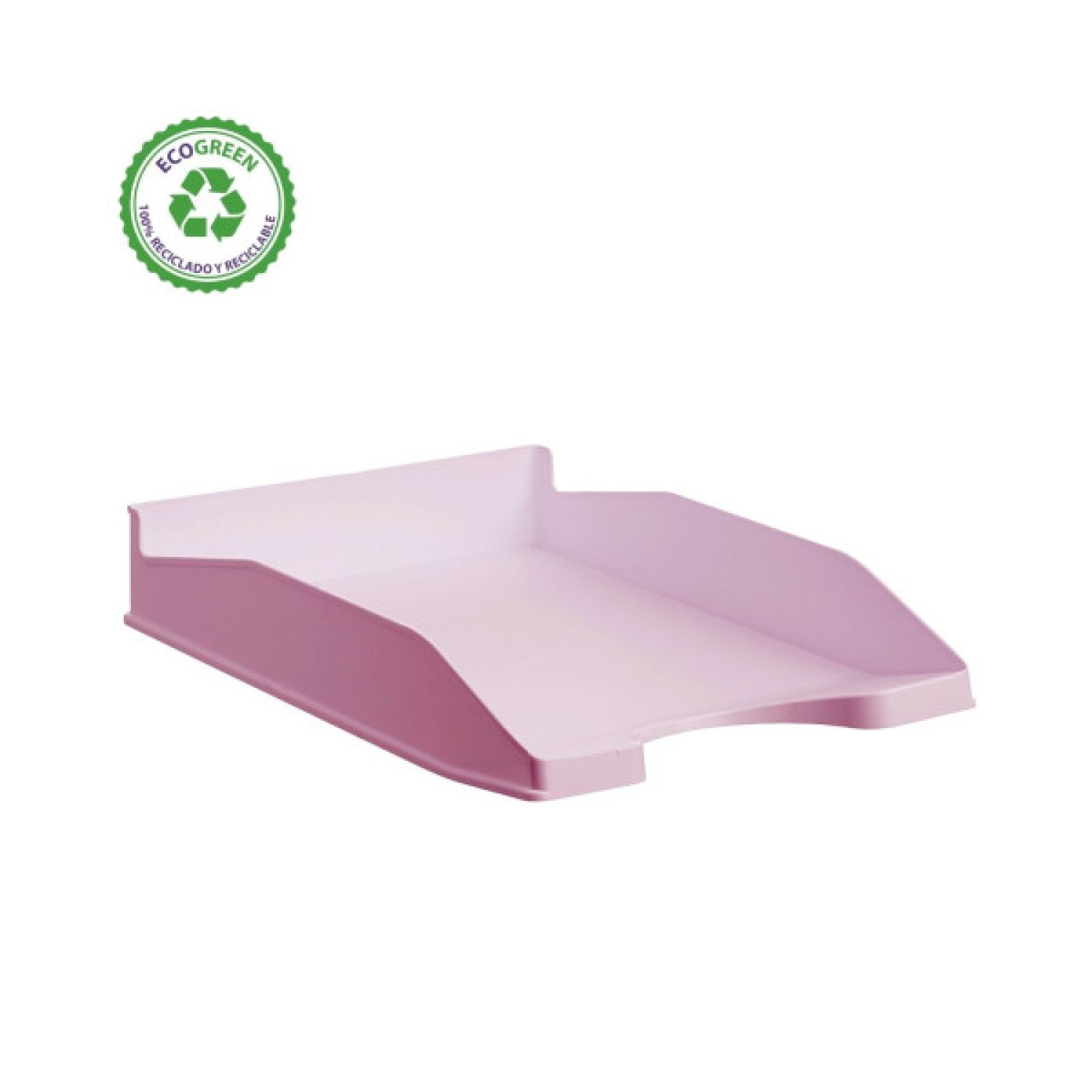 Archivo 2000 · Bandeja Apilable Ecogreen · 100% Reciclado · 34,5x25,5x6cm · Rosa Pastel