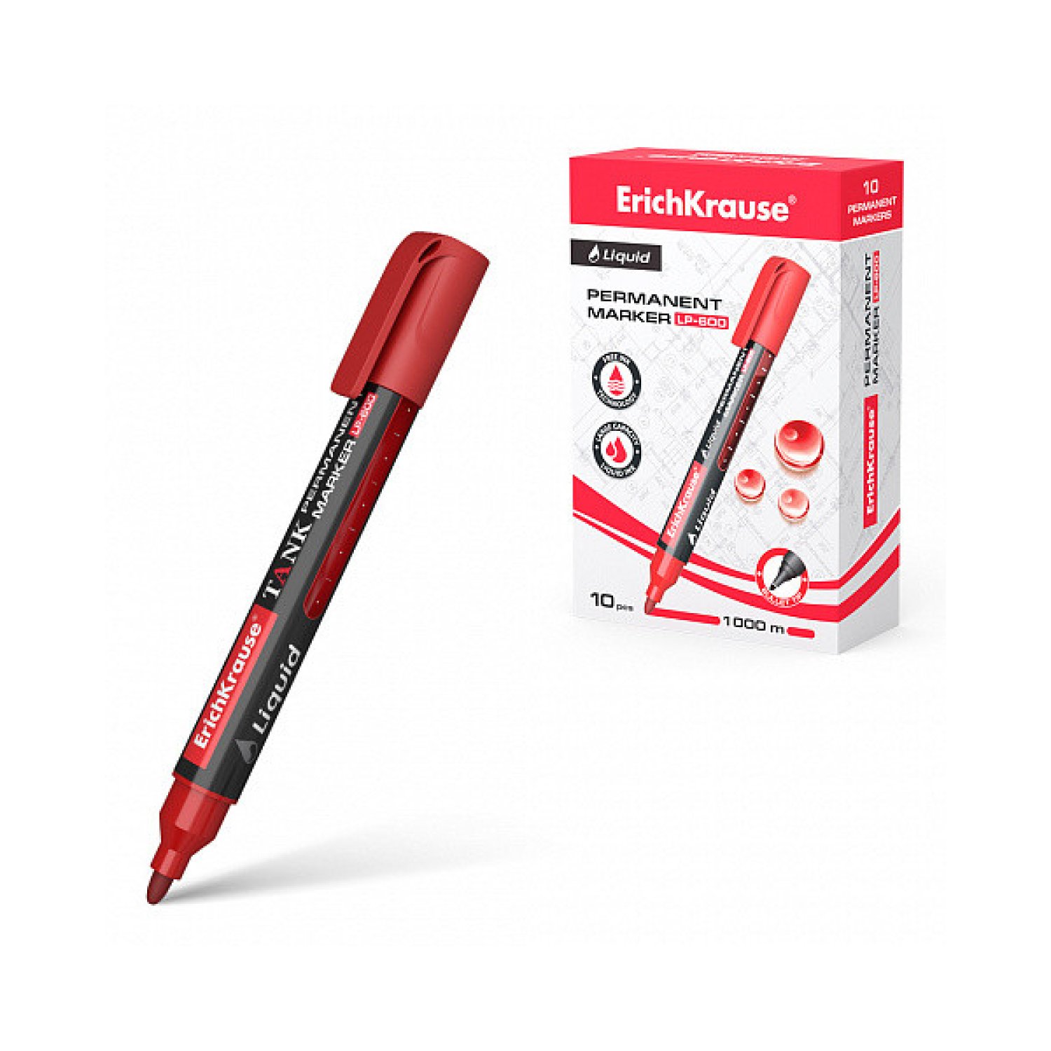 Erich Krause · Marcador Permanente LP-600 · Tinta Roja Líquida