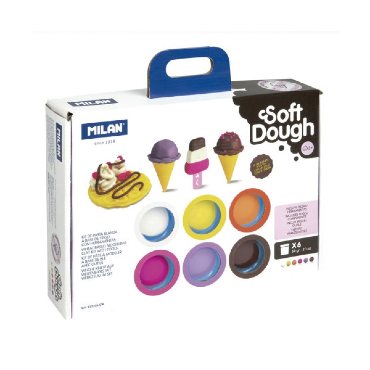 Milan · Maletín Pasta Blanda · 6 Botes 59gr · Herramientas Helados y Gofres