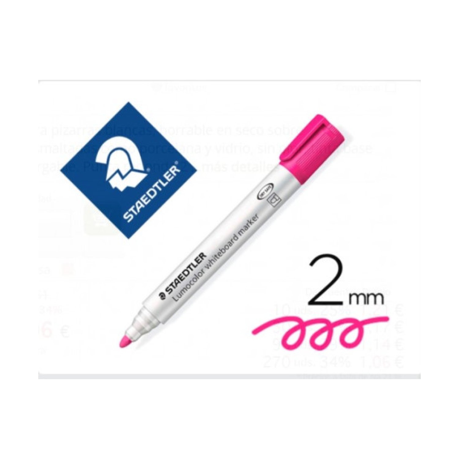 Staedtler Lumocolor 351 · Marcador Pizarra · Trazo 2mm · Rosa