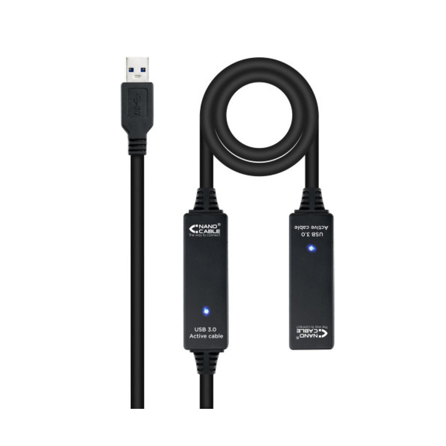 Nanocable · Cable USB 3.0 Prolongador · Tipo A M-H · 15m · Con Amplificador