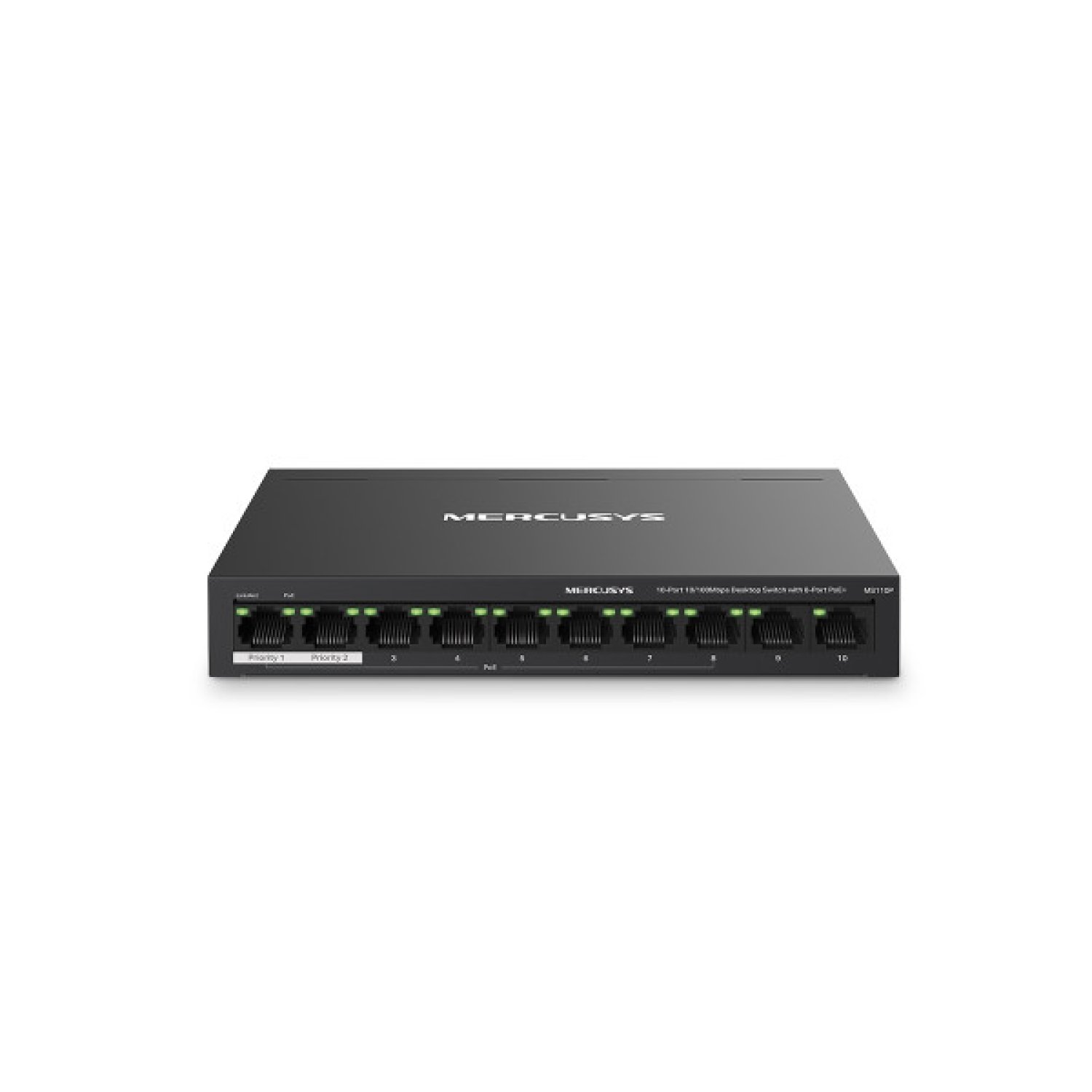 Mercusys MS110P · Switch Gestionado · Fast Ethernet 10/100 · PoE · Negro