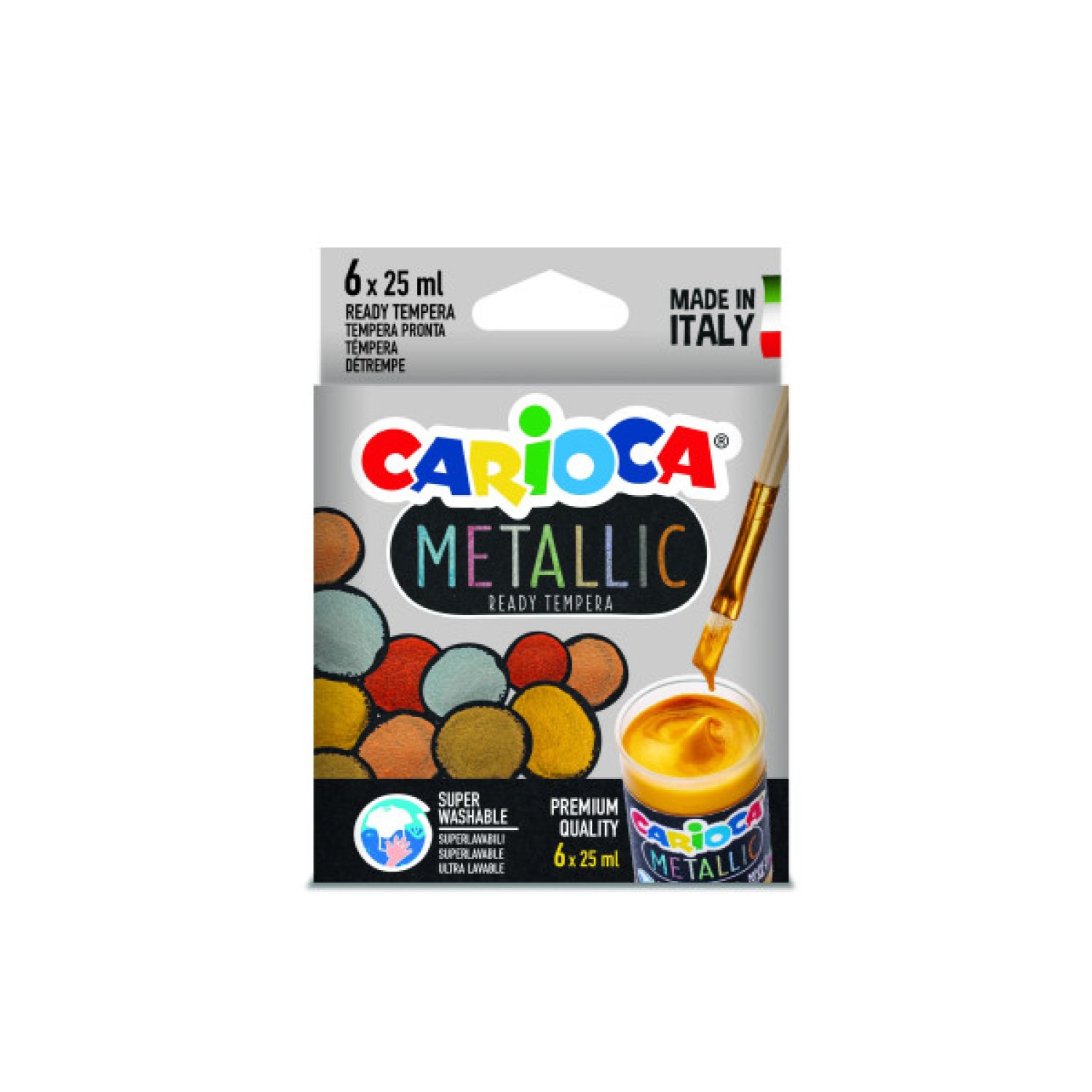 Carioca Témpera Metallic · 6 Botes 25ml · Colores Metálicos