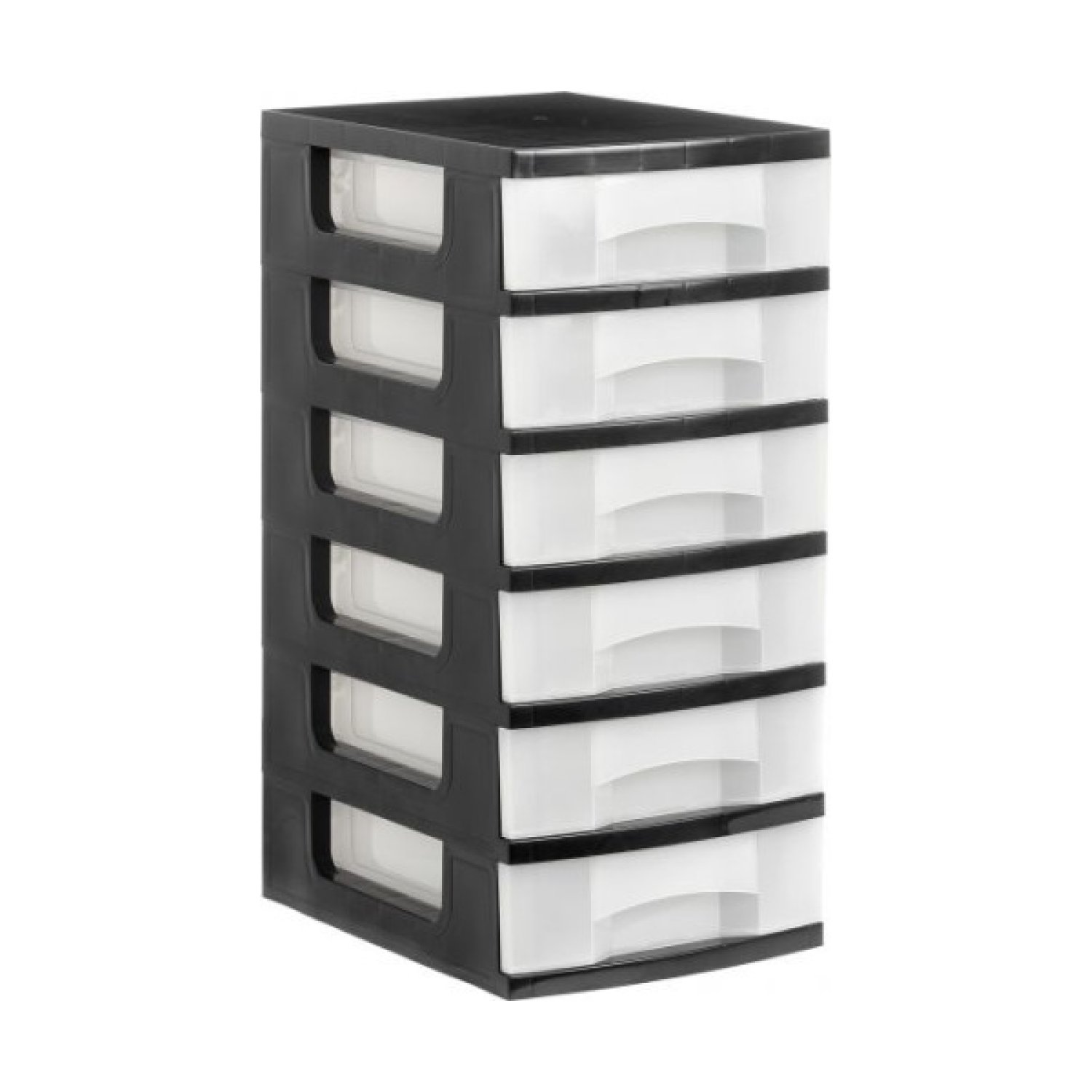 Archivo 2000 · Torre Almacenaje · 6 Cajones 6L · 39x29x63,5cm · Negro/Translúcido