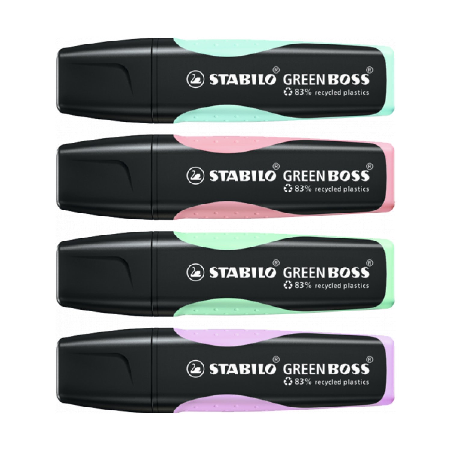 Stabilo Green Boss · Estuche Wallet · 4 Marcadores · Colores Pastel Surtidos