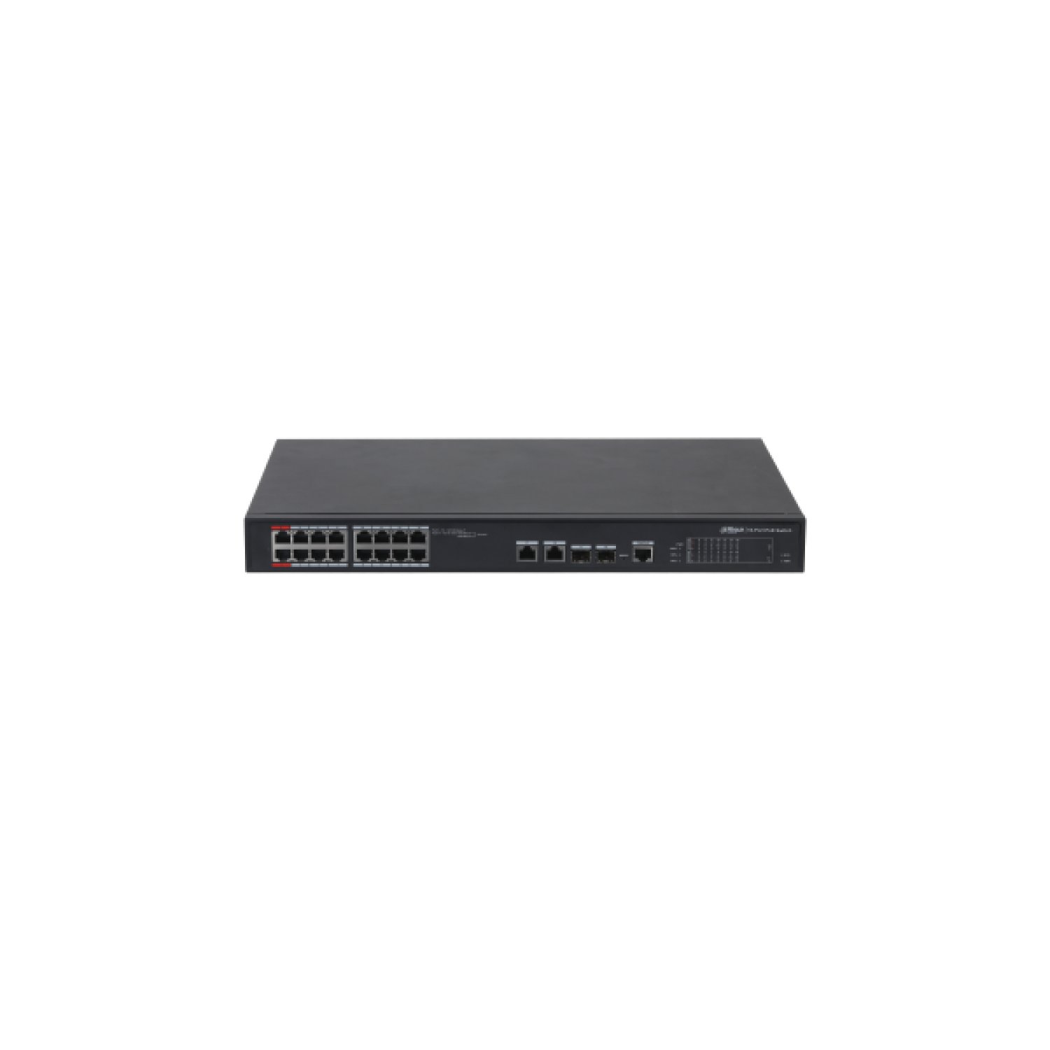 Dahua Switch L2 Gestionable · 16 Puertos 10/100 + 2 Gigabit/SFP · Hi-PoE
