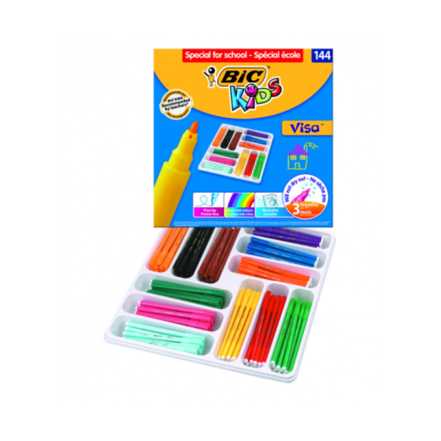 BIC · Estuche 144 Rotuladores · 12 Colores · Material Escolar