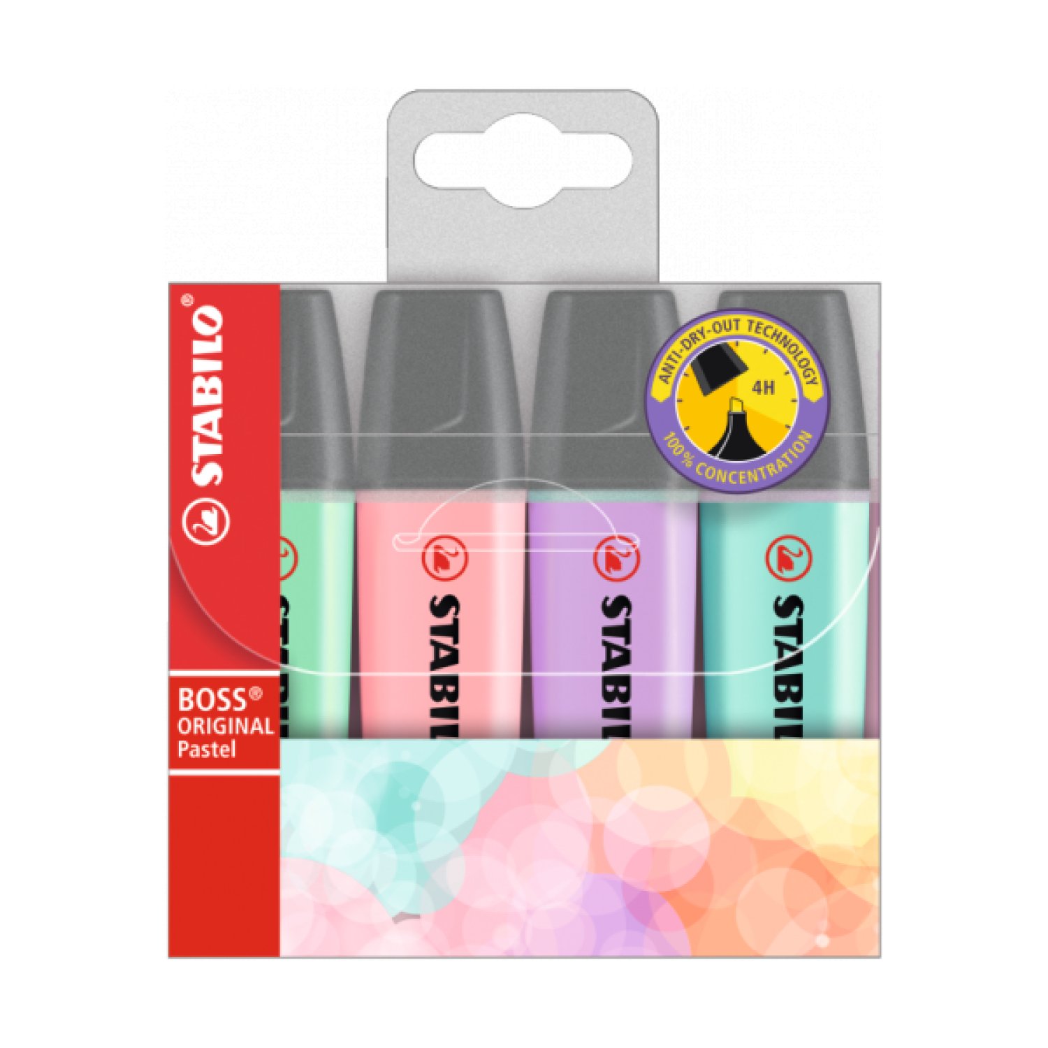 Stabilo Boss Wallet · 4 Marcadores · Colores Pastel Surtidos