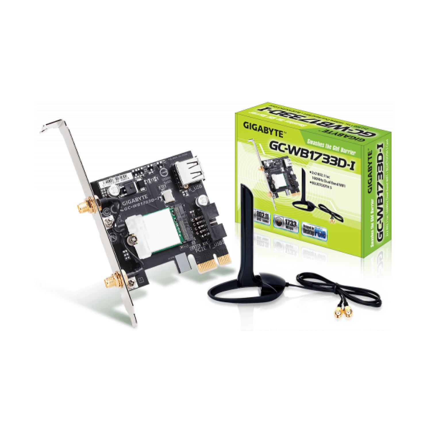Gigabyte GC-WB1733D-I · Tarjeta Red WiFi AC · Intel 9260 · 1733 Mbps · Bluetooth 5.0 · PCIe