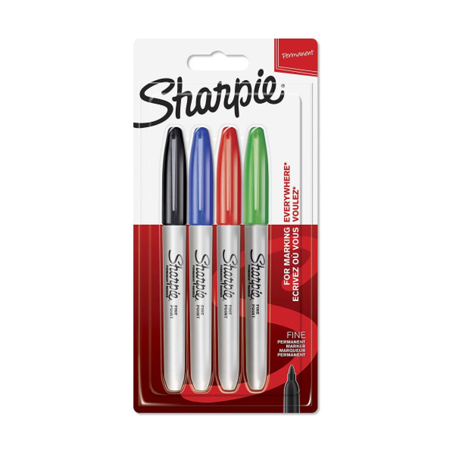 Sharpie Fine · Bolígrafos Permanentes · 4 Colores Surtidos Clásicos