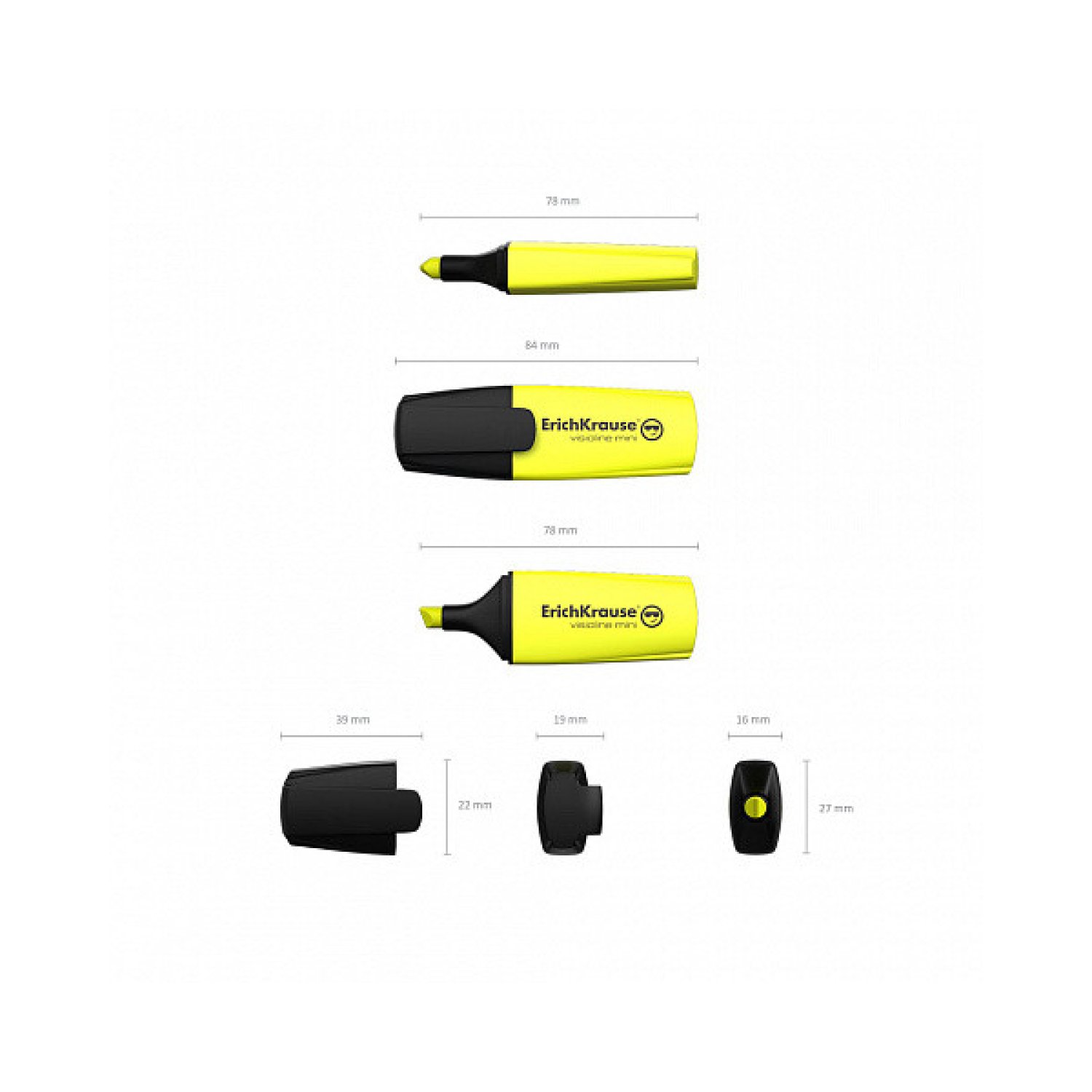 Erich Krause Fluorescente Visioline Mini · Amarillo · 10 unidades