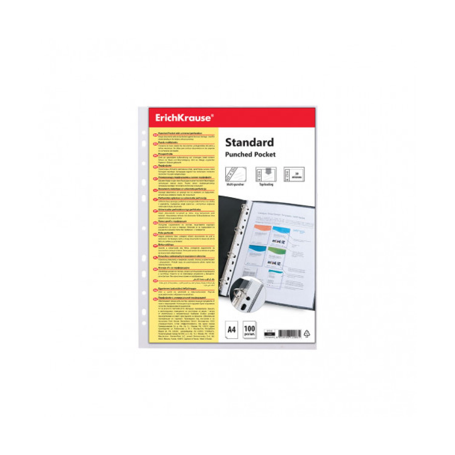 Erich Krause · Set 100 Fundas Multitaladras · A4 · 30 micras · Transparente