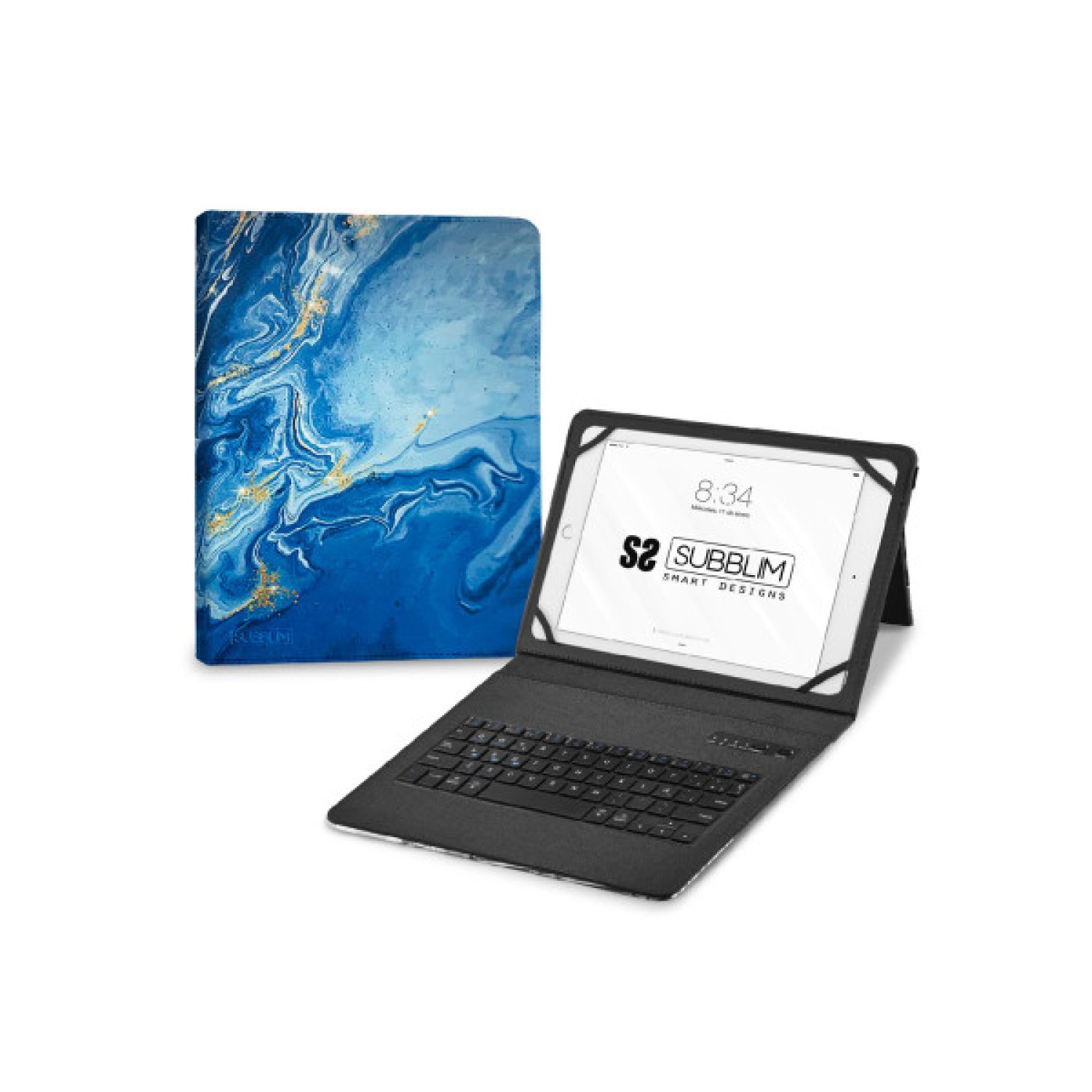 Subblim Keytab Pro BT · Funda con Teclado · Mármol Azul · Bluetooth