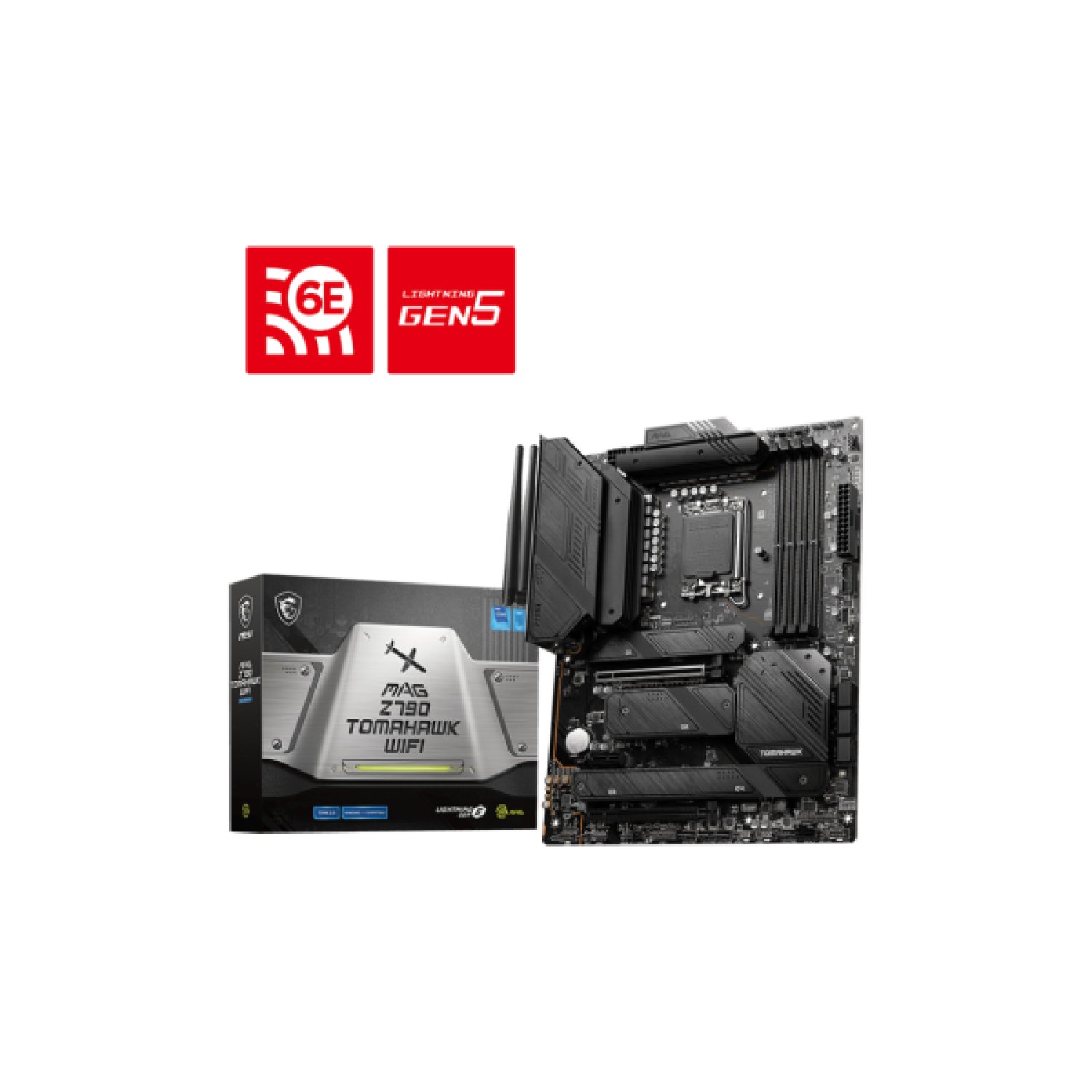 MSI MAG Z790 Tomahawk WiFi · Socket 1700 · 4 DDR5 · 7 SATA3 · 4 M.2 · WiFi 6E · Bluetooth 5.3