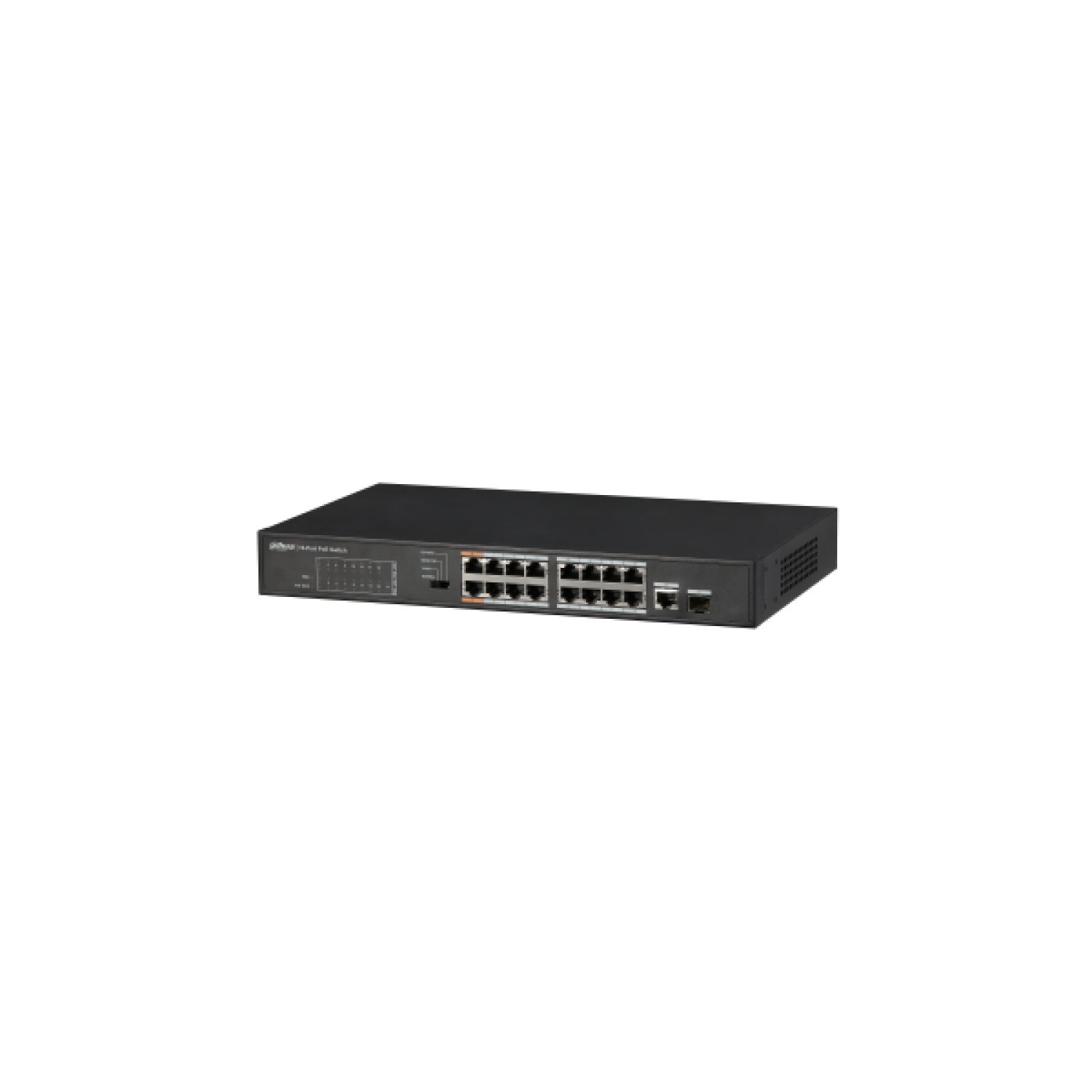 Dahua Switch PoE · 16 Puertos + 1 Gigabit · Alimentación por Cable