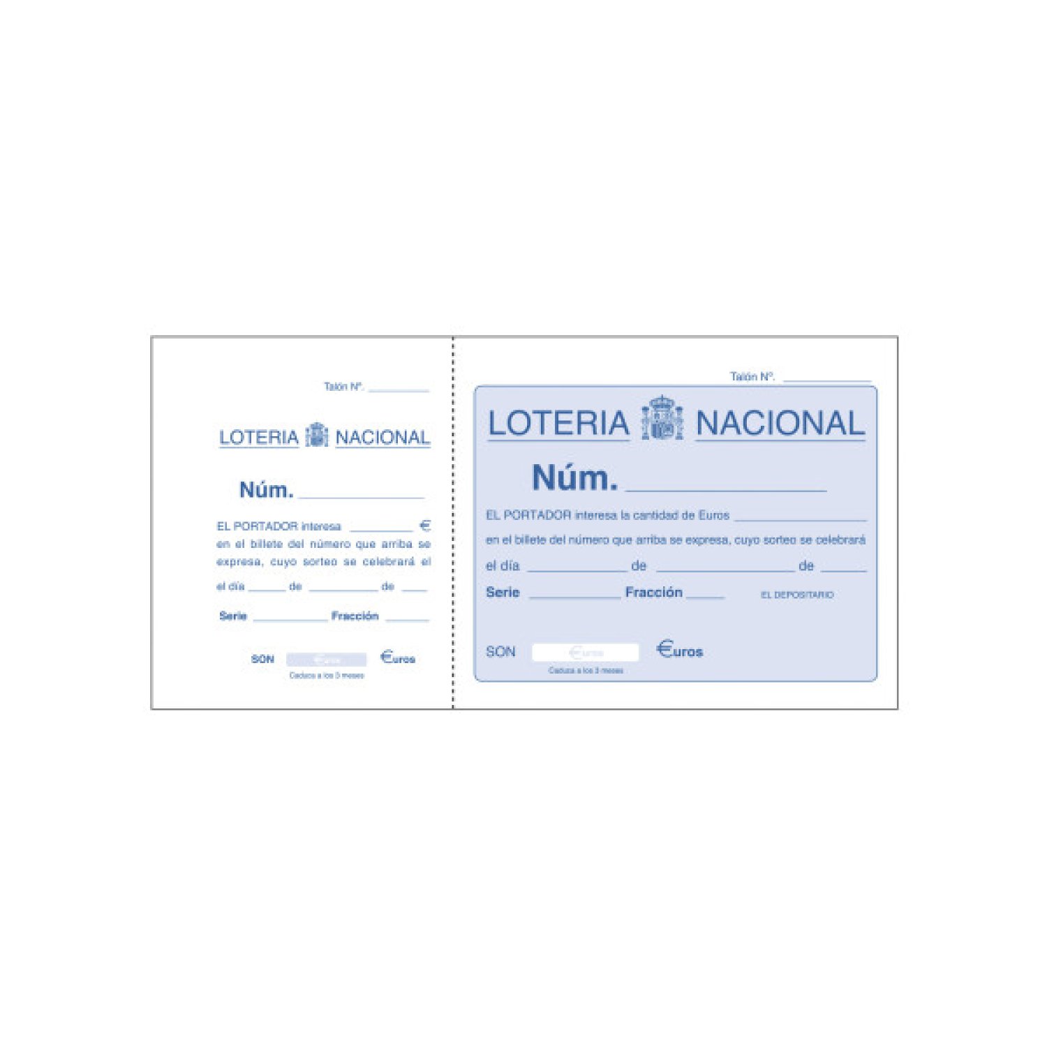 DOHE · Talonario Lotería · 100 Hojas · 1/3 Apaisado · Sencillo