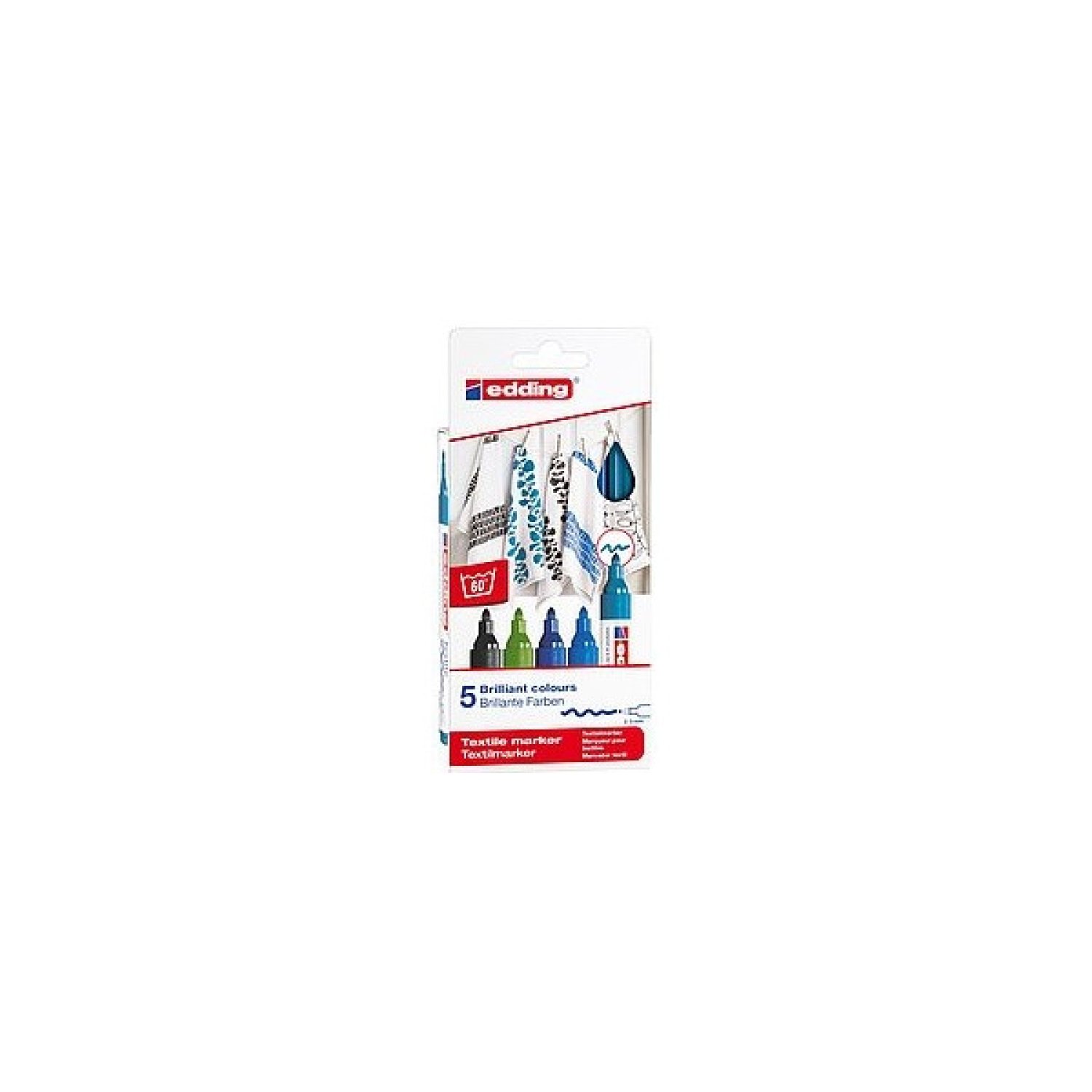 Edding 4500 · Pack 5 Marcadores Textiles · Colores Fríos · Punta Resistente