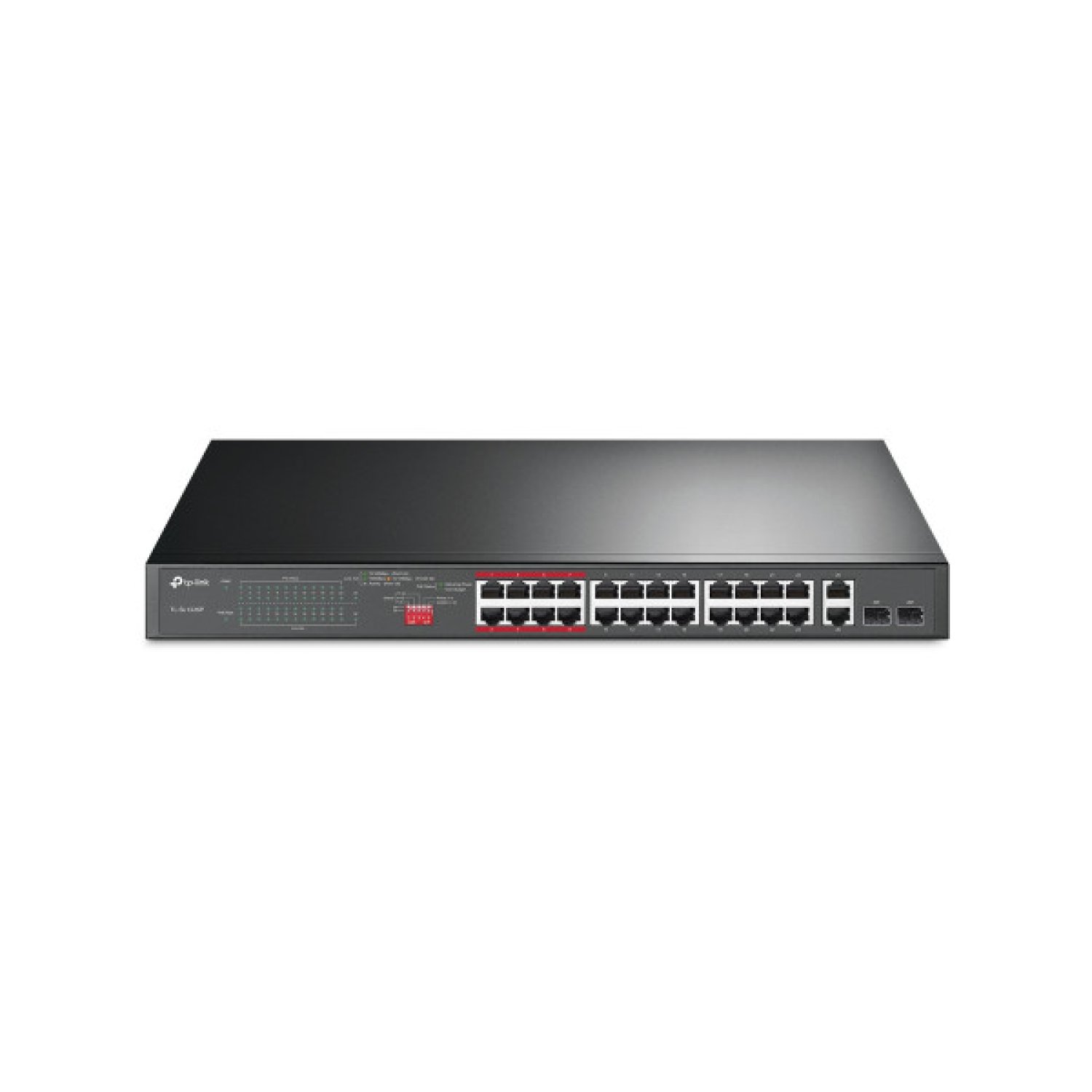 TP-Link TL-SL1226P · Switch 24 puertos · Fast Ethernet 10/100 · PoE · 1U · Gris