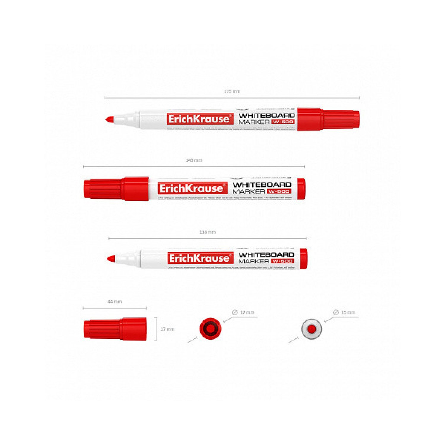 Erich Krause W-500 · Marcador Pizarra Blanca · Rojo · Punta Resistente