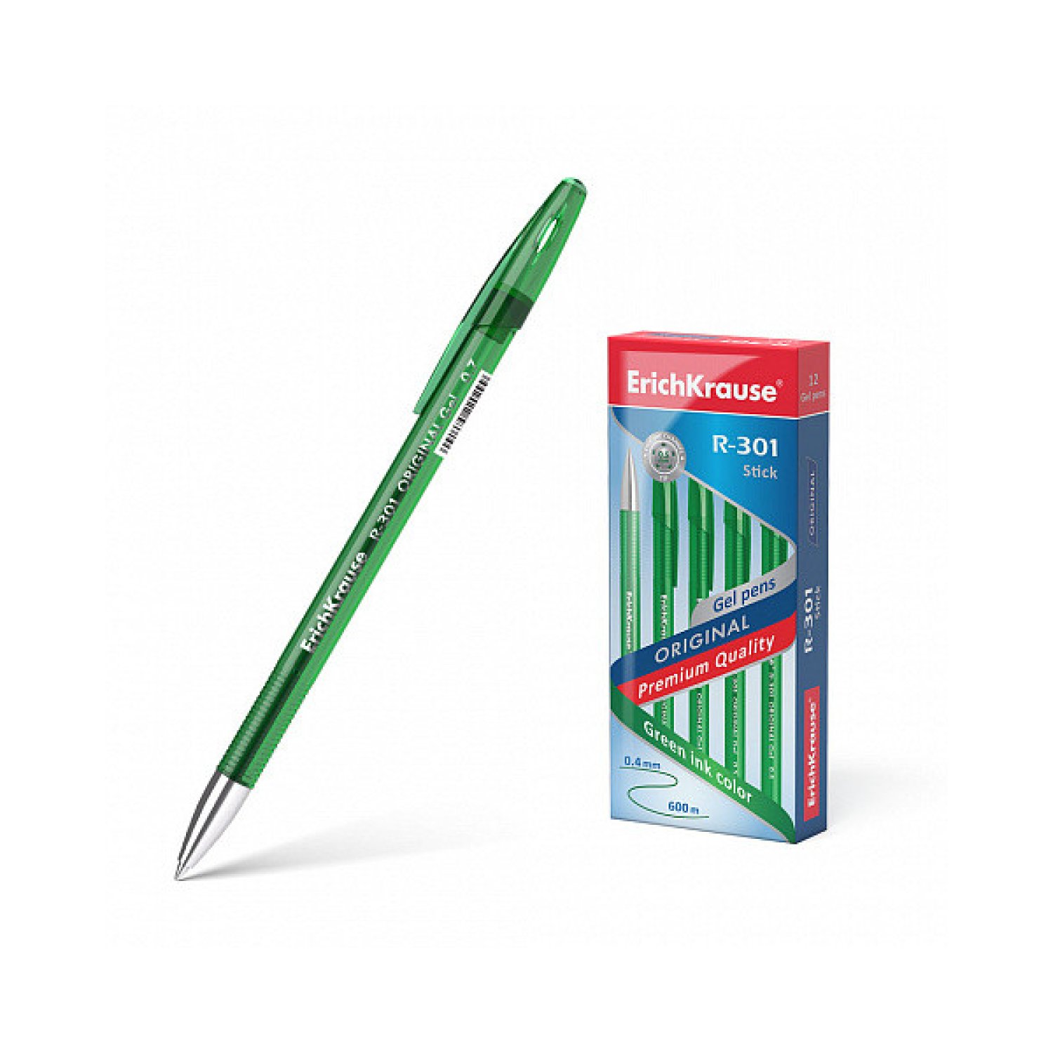 Erich Krause R-301 · Bolígrafo de Gel · 0,5 mm · Tinta Verde