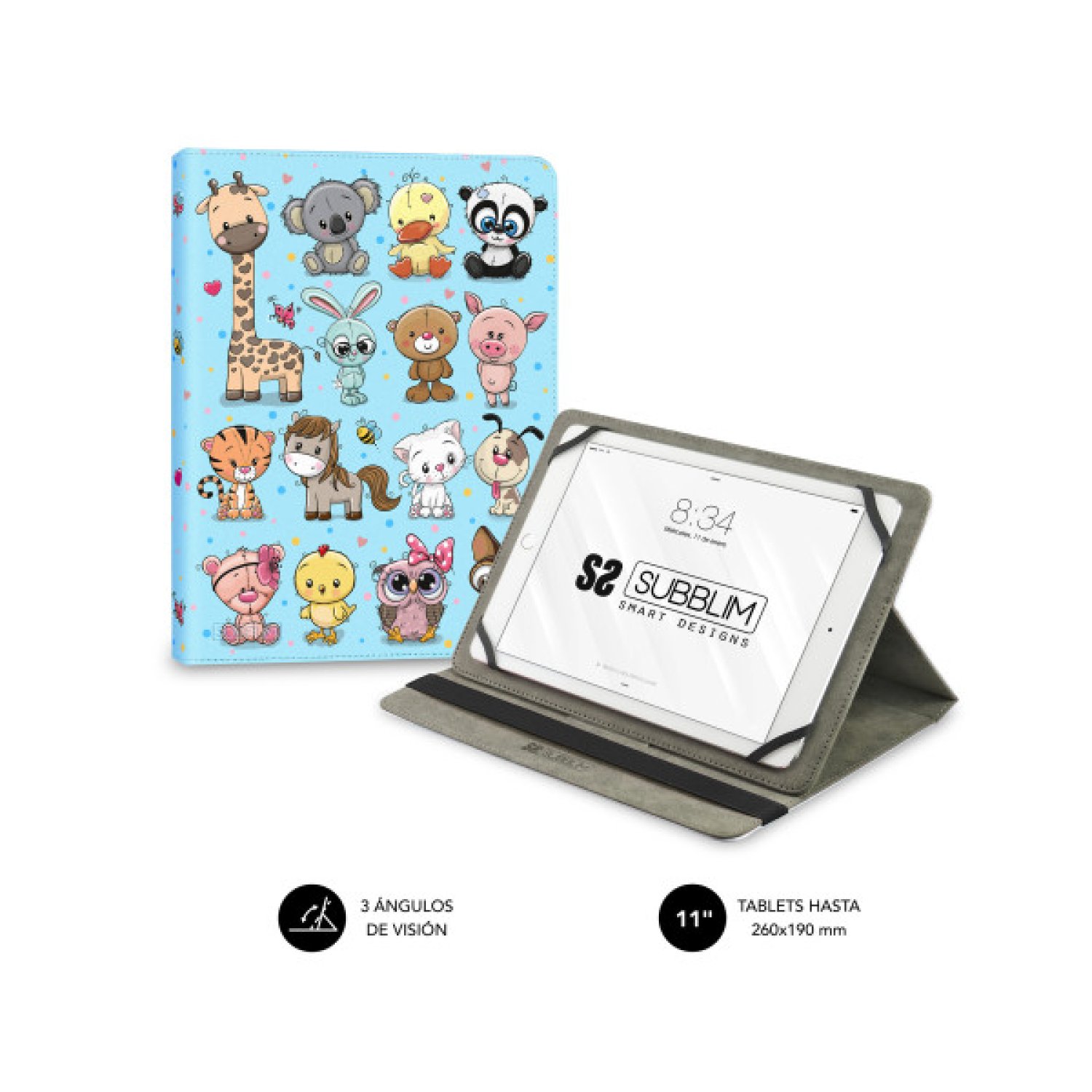 Subblim · Funda Tablet Universal · 11" · Diseño Animals Trendy