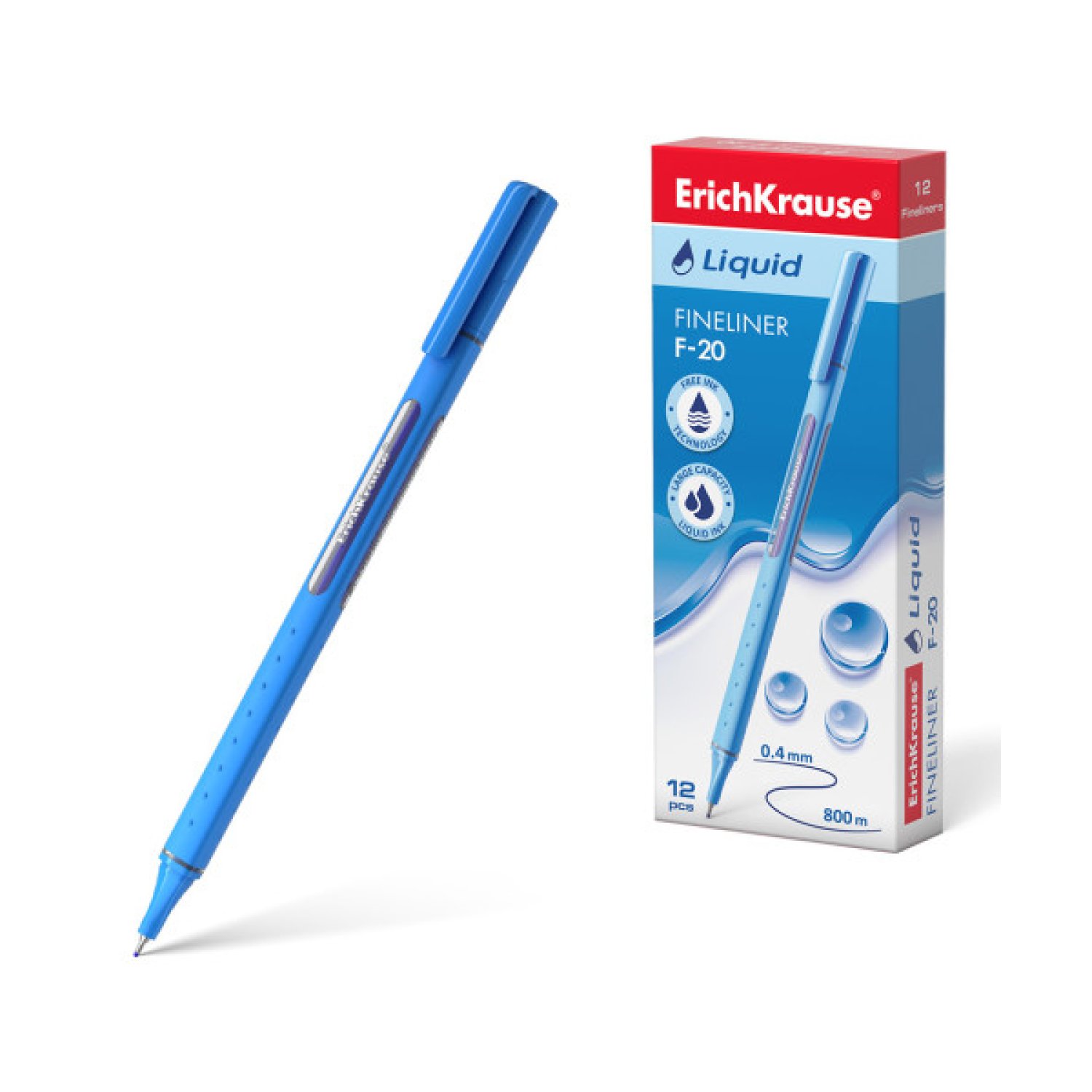 Erich Krause Fineliner Liquid F-20 · Tinta Azul · Punta Fina