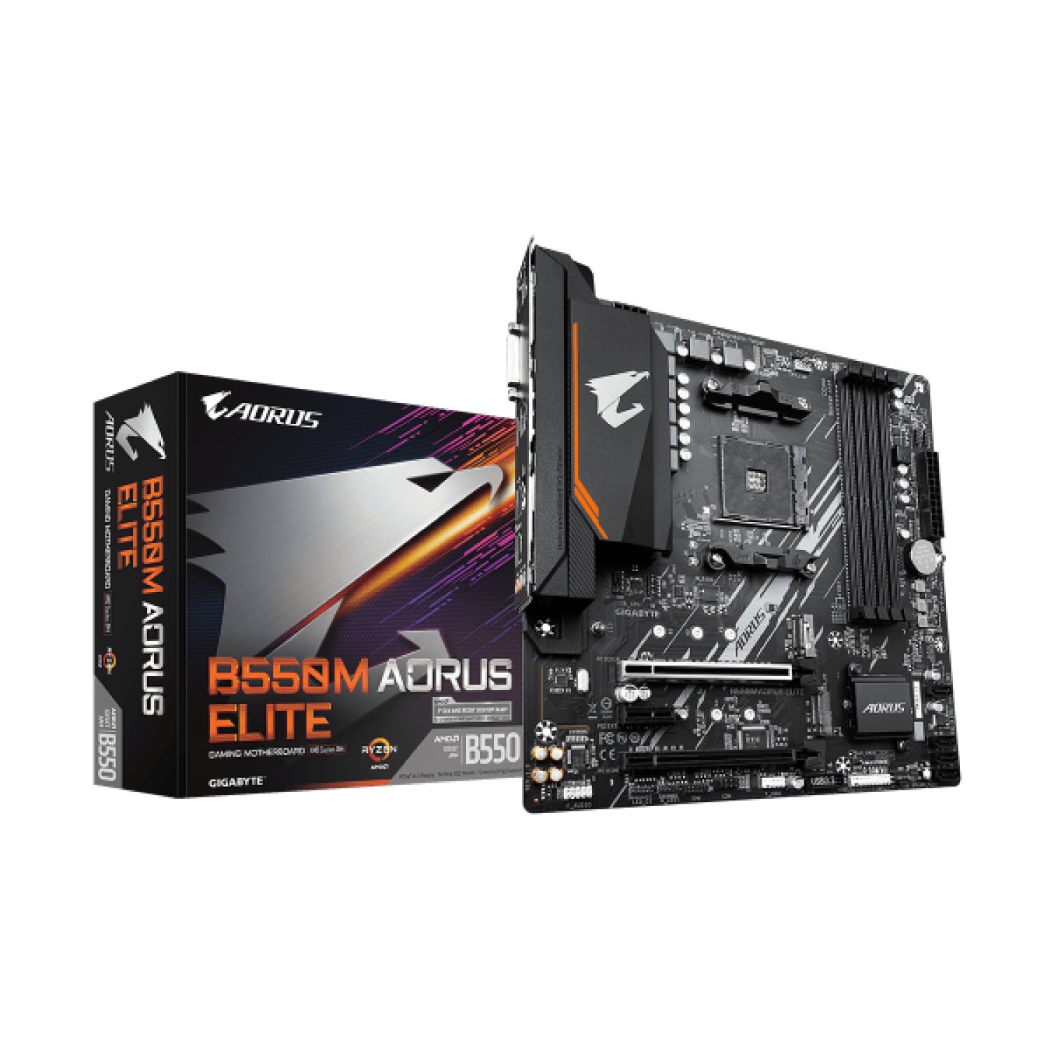 Gigabyte B550M AORUS Elite · Socket AM4 · Micro ATX · AMD B550