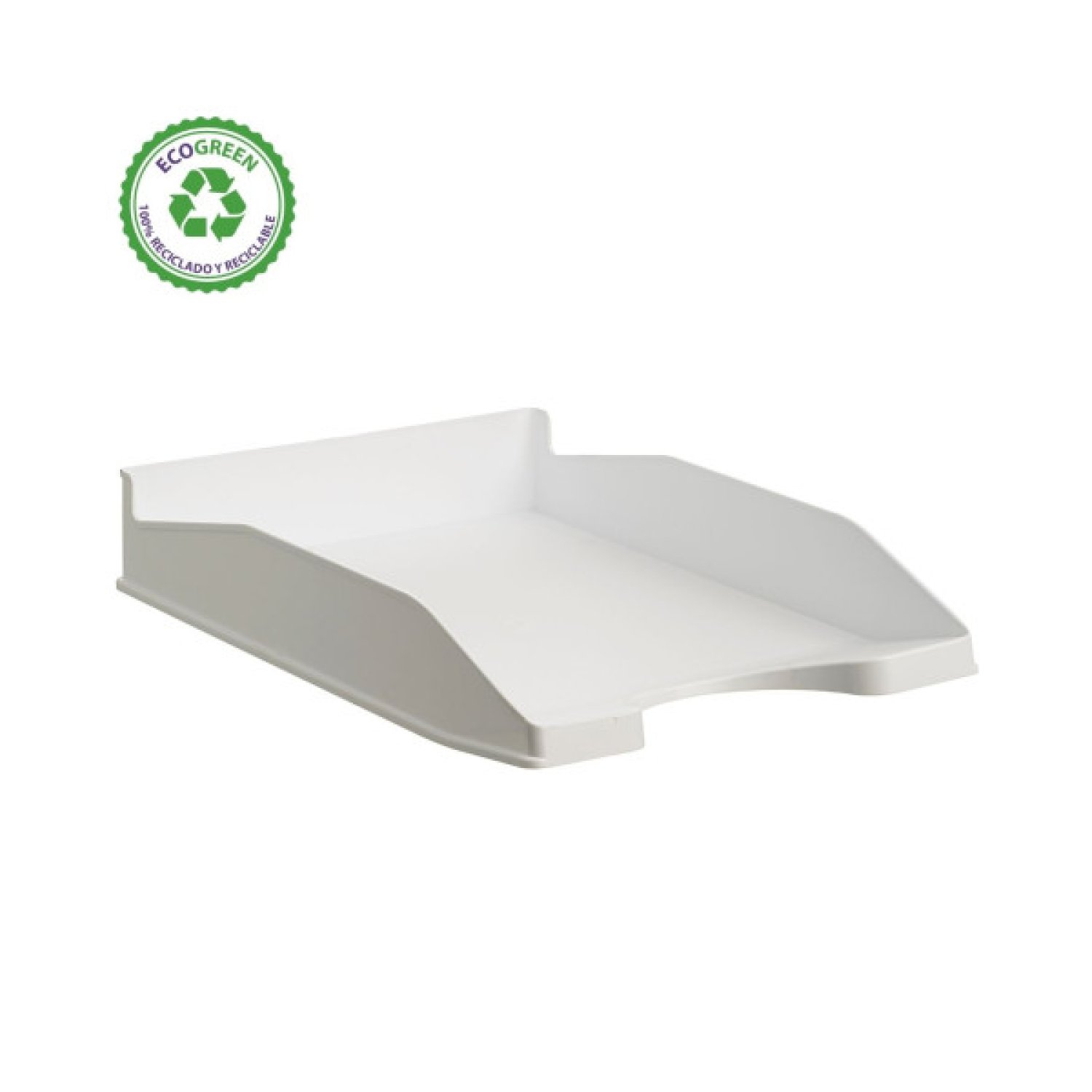 Archivo 2000 · Bandeja Apilable Ecogreen · 100% Reciclado · 345x255x60mm · Blanco Pastel