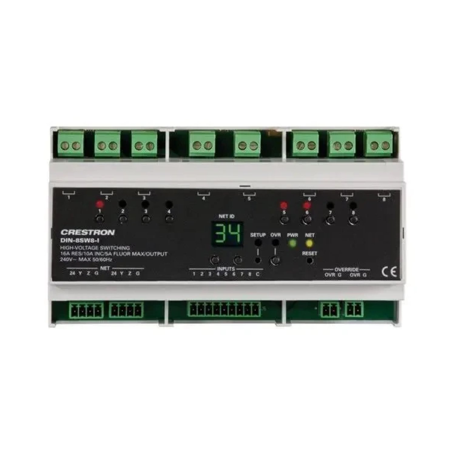Crestron DIN Rail · Switch Alta Tensión · 8 Entradas Digitales