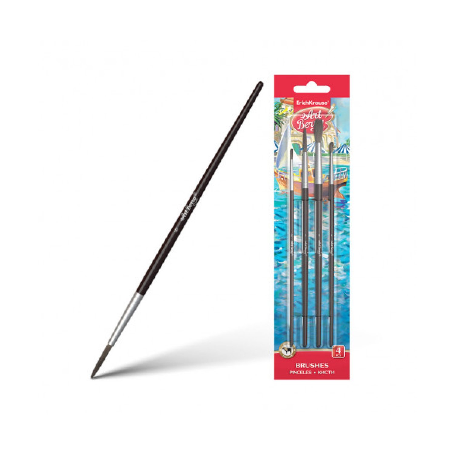 Artberry · Set 4 Pinceles · Pelo de Caballo · Acuarelas y Temperas