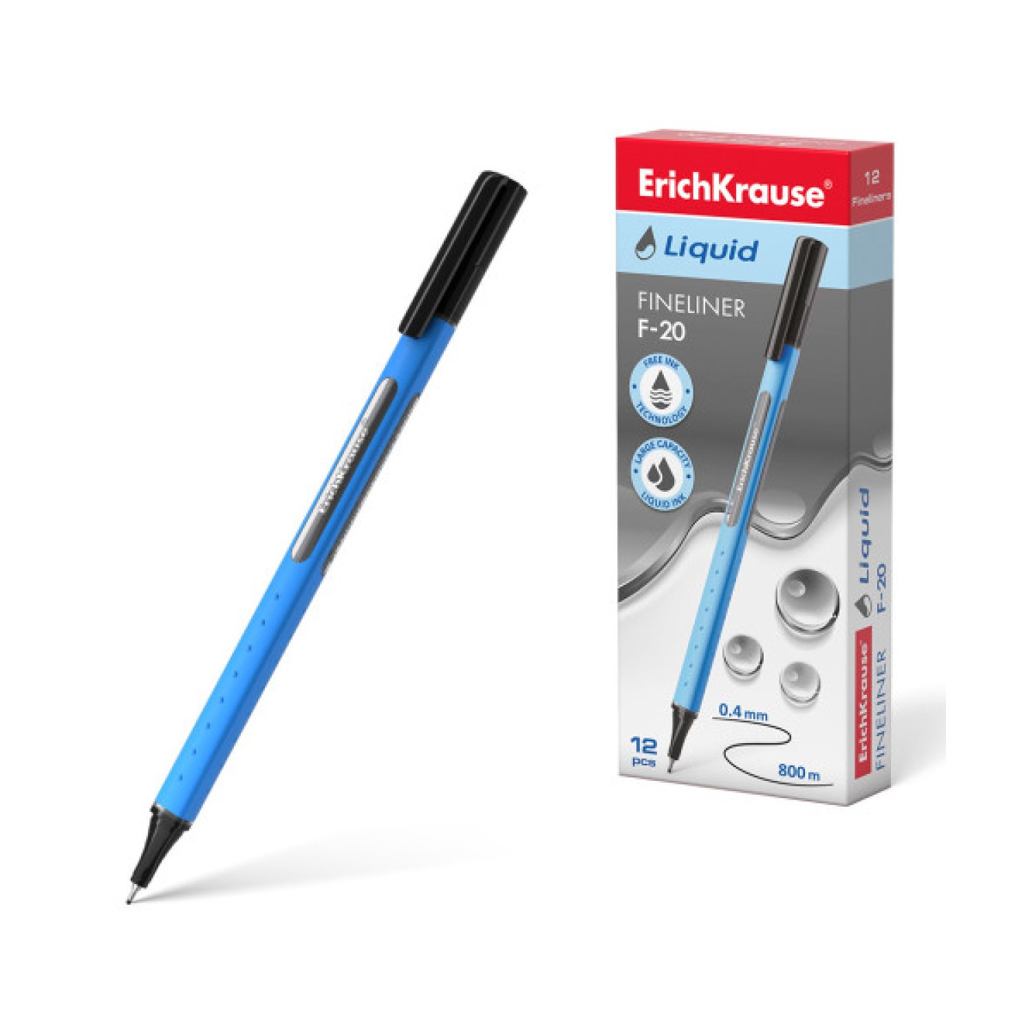 Erich Krause Fineliner Liquid F-20 · Tinta Negra · Rotulador de Precisión