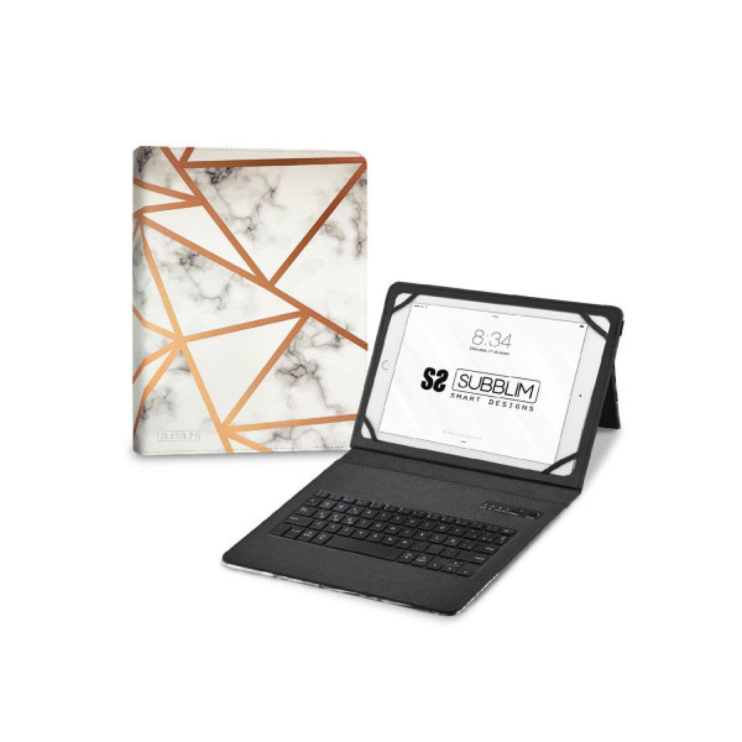 Subblim Keytab Pro BT · Funda con Teclado · Mármol Blanco