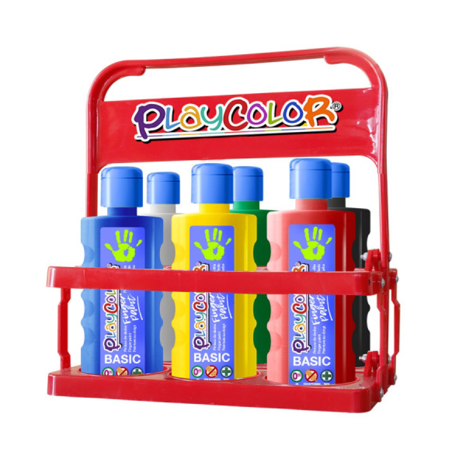 Playcolor Finger Paint · 6 Botellas 500ml · Pintura de Dedos · 6 Colores Básicos