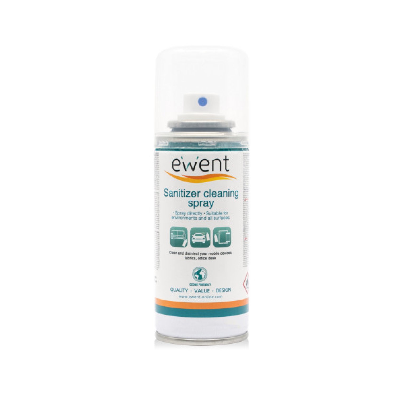 Ewent · Spray Desinfectante Multiusos · 400ml · Móviles, Mascarillas y Superficies