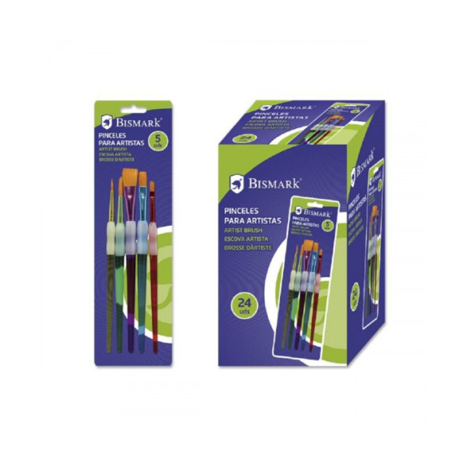 Bismark · Set 5 Pinceles Artísticos · Empuñadura Antideslizante