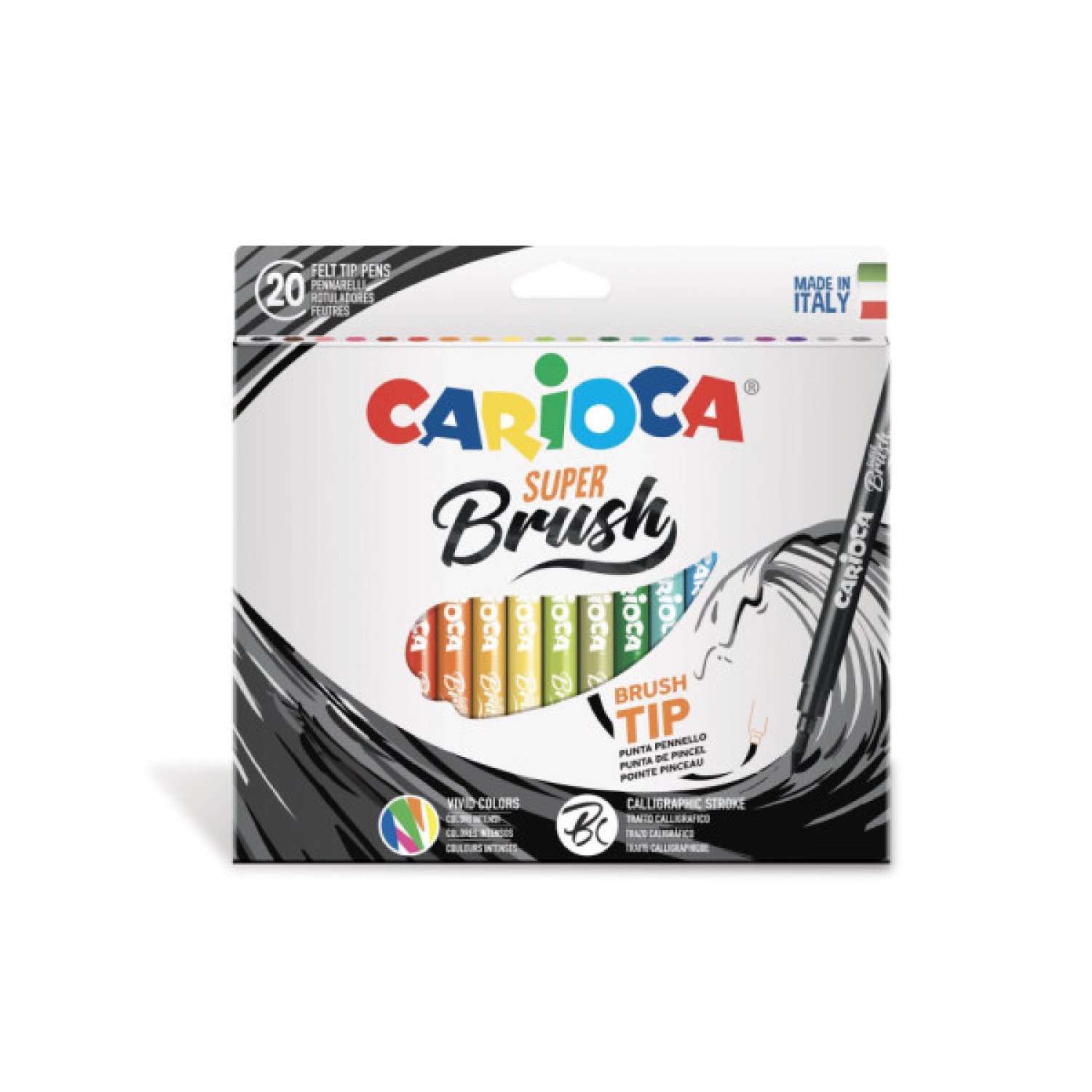 Carioca Super Brush · Caja 20 Rotuladores · Punta Pincel